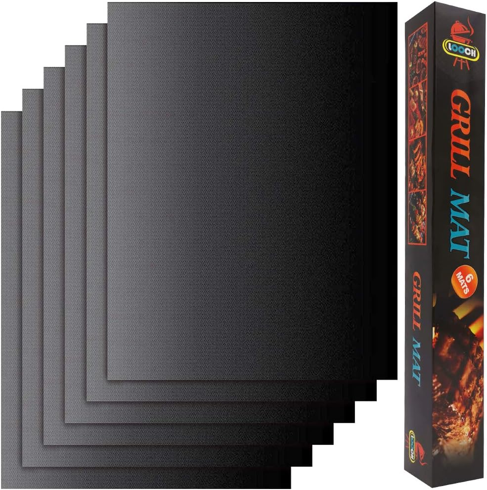 Looch BBQ Mesh Grill Mat Set of 5 - Heavy Duty Nonstick Mesh Grilling Mats & Barbecue Accessories - Reusable and Easy to Clean - Works on Gas, Charcoal, Electric Grill and More - 15.75 X 13 Inch