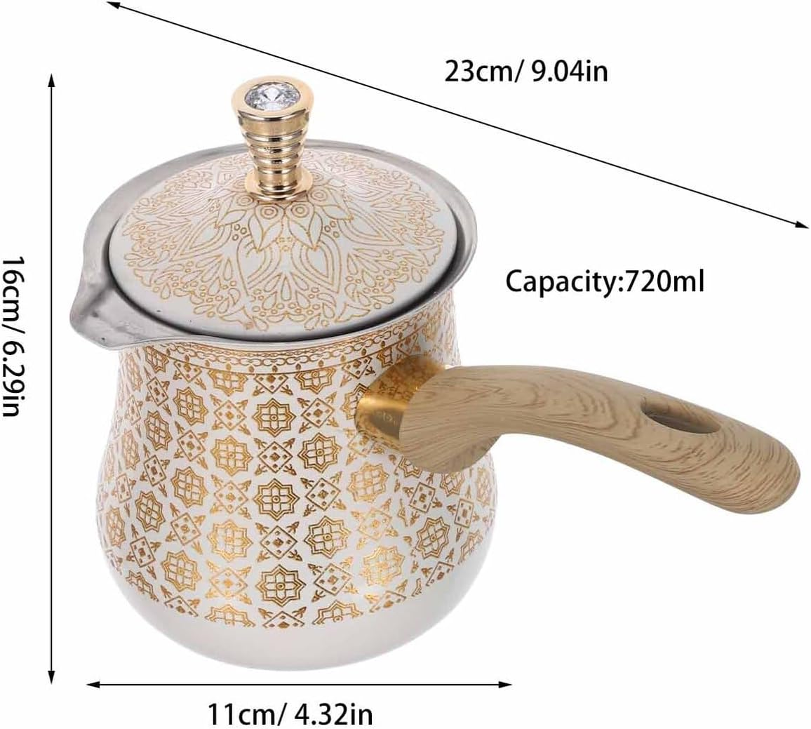 BRIGHTFUFU Stainless Steel Turkish Coffee Pot 720Ml with Lid &ndash; Handheld Mocha Coffee Maker and Stovetop Espresso Pitcher for Milk, Butter, and Chocolate Warming, Suitable for Home and Camping image number 3