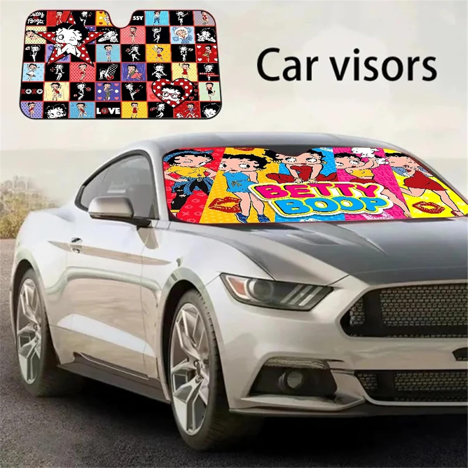 B-Betty-Cute-Girl Anime Car Windshield Sunshade Cover Foldable Automotive Sun Shade Visor Window Reflector Cars Keep Car Cool(Z6) image number 5