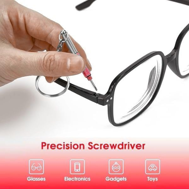 UNEAK - Eyeglass Screwdriver Repair Kit Red Precision 3 in 1 Mini Screwdrivers Set Keychain Glasses, Sunglasses, Sunglass, Watch, Electronics, Eyeglasses, Flat Head, Phillips, Hex - Blue image number 3
