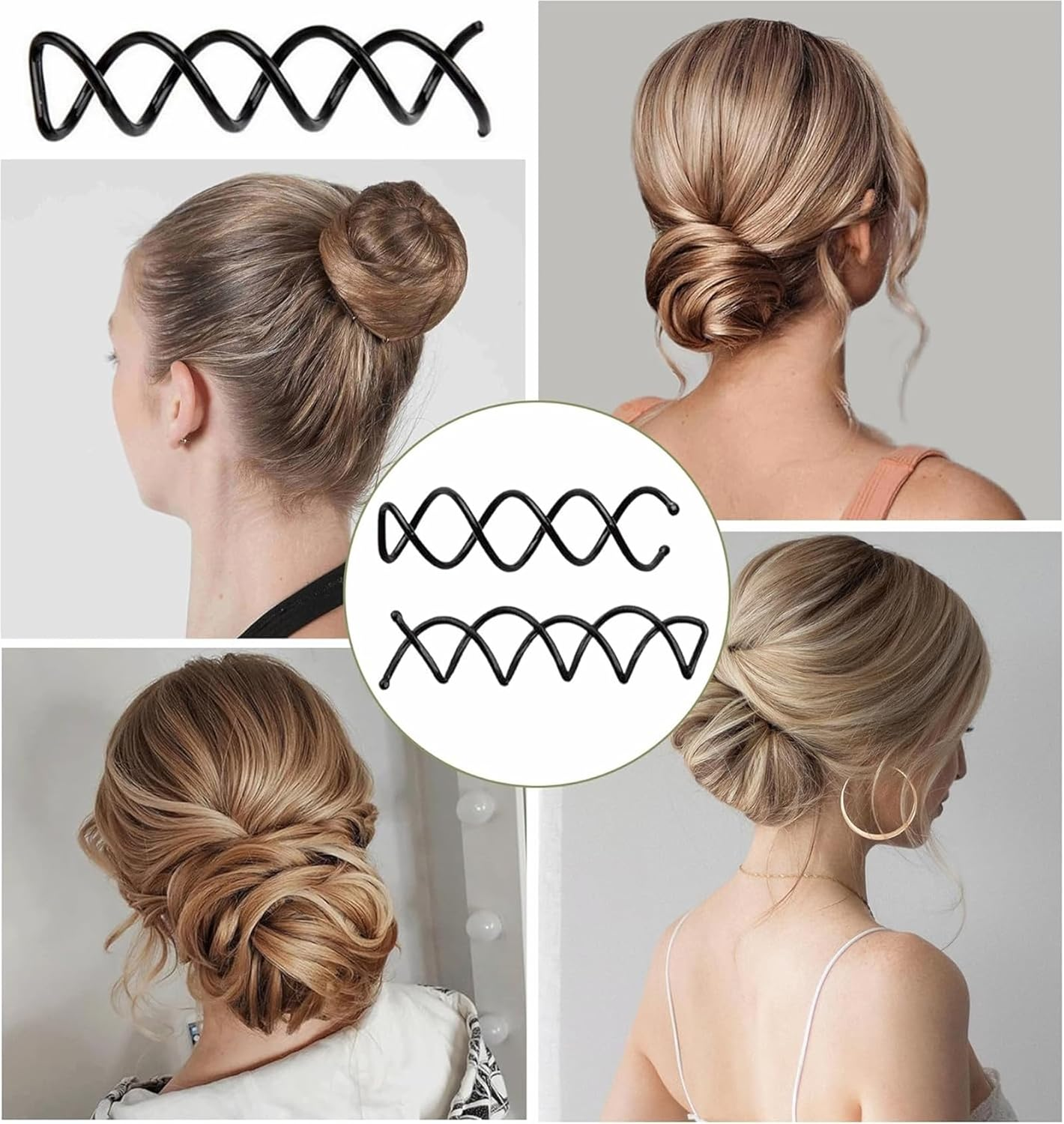 Spiral Pin, Spiral Hair Clip, Hair Styling, Spiral Hair Clip, Spiral Hair Clip, Spin Clip, Bun Hairpin for DIY Hair Style, Black, Pack of 20 image number 2