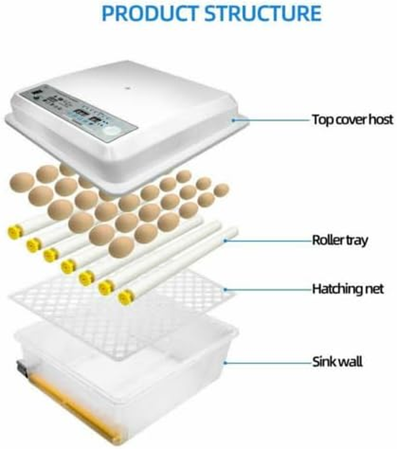 36 Egg Incubator Automatic Digital Led Hatch Turning Chicken Duck Eggs Poultry Adjustable Temp & Humidity, Alarm Function, Suitable for Chicken, Duck - White, 220V image number 4