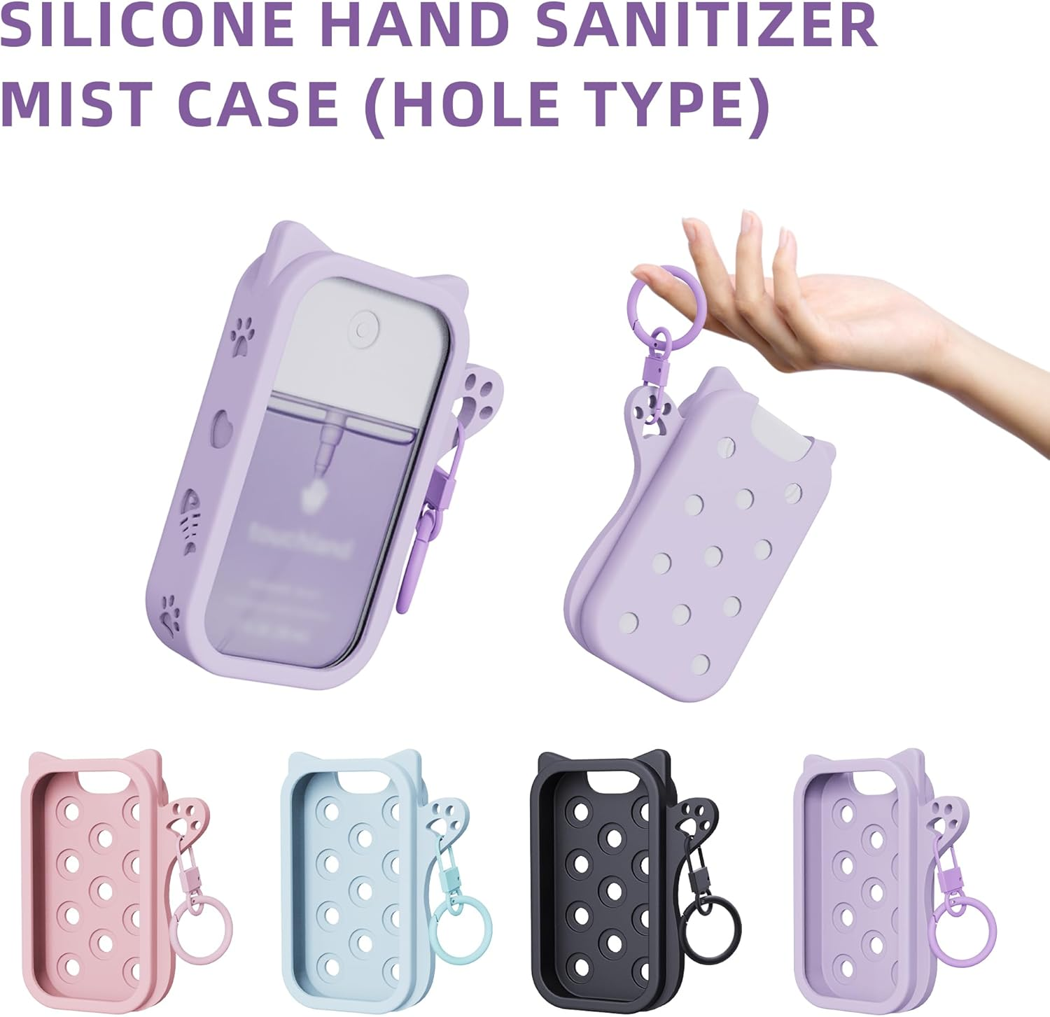 DATANSUN Silicone Case with Keychain for Touchland, Purple - Blue image number 6