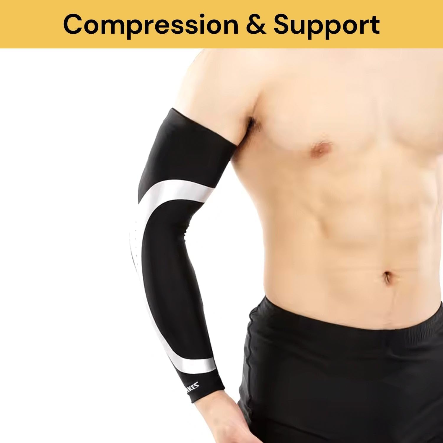 Elbow Brace Compression Sleeve Elastic Support, Tendonitis Pain, Tennis Elbow, Golfer'S Elbow, Arthritis, Bursitis, Basketball, Baseball, Football, Golf, Lifting, Sports (S) image number 6
