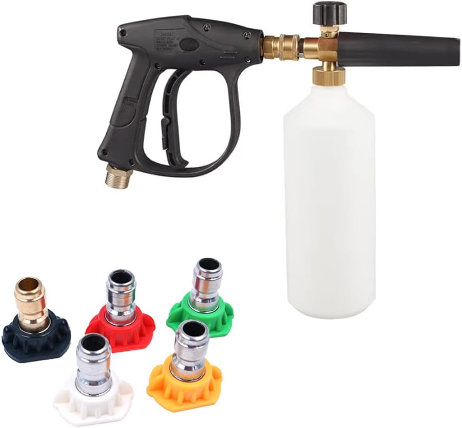 Foam Cannon M22 Gun Kit 1L Snow Foam Lance Foam Blaster High Pressure Car Washer Gun Adjustable Jet Wash Quick Release, 3000 PSI, with 5 Nozzle Tips image number 6
