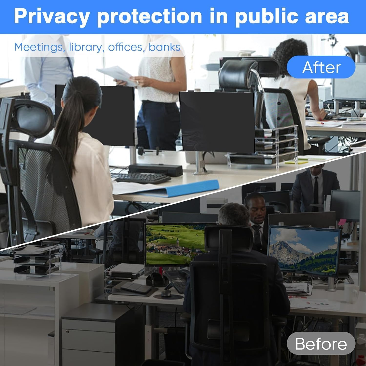 Magnetic 23.6 Inch Computer Screen Privacy Shield, Privacy Screen Filter for Frameless Monitor Widescreen 16:9 Aspect Ratio, Blue Light Protector, Anti-Spy & Anti-Scratch (23.6 Inch) image number 6