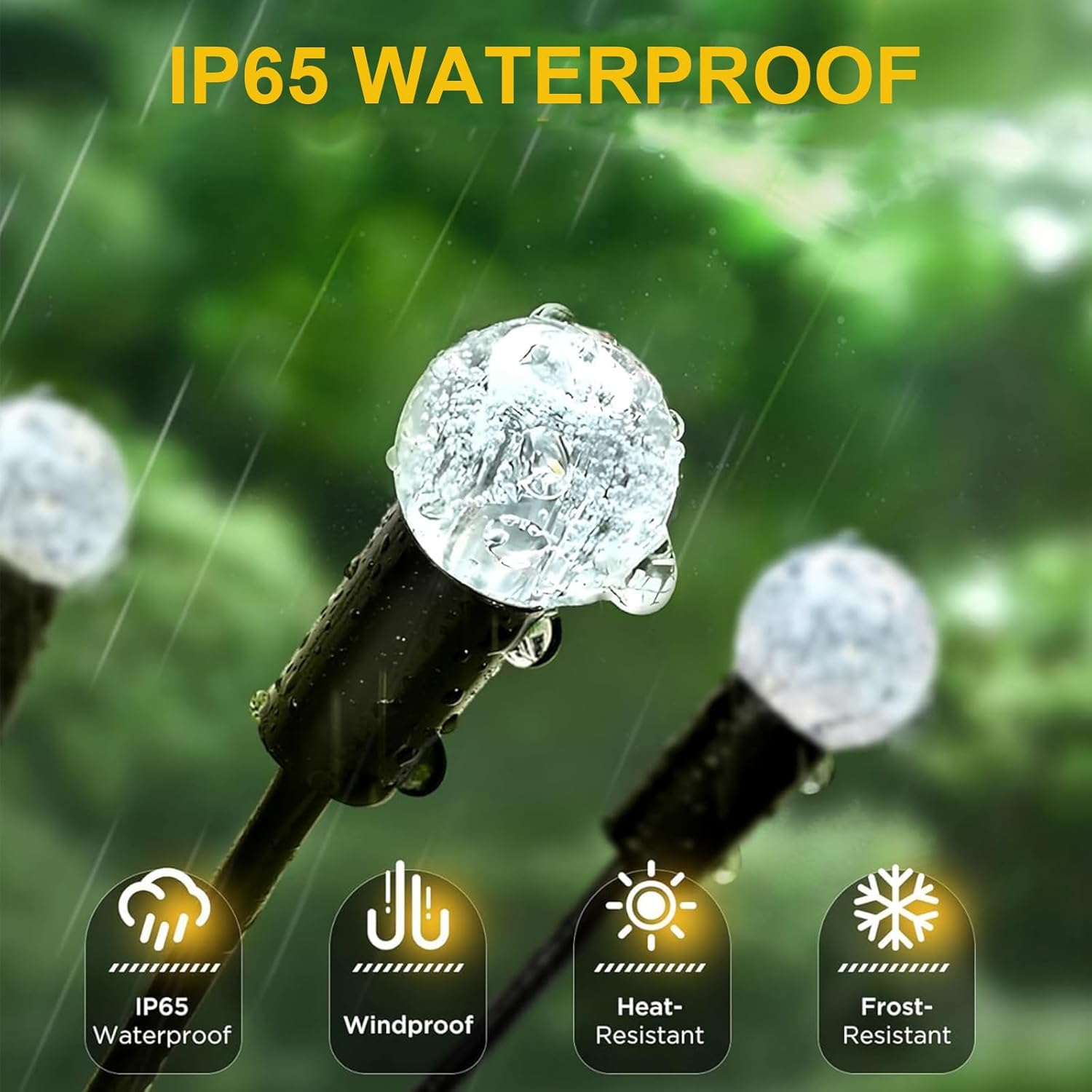 Solar Lights Outdoor, New Upgraded Firefly Light with 40LED Crystal Bubble Bulbs, Big Bulb,Waterproof, Sway by Wind, Solar Garden Lights for Patio Pathway Christmas Decorations (Warm White 4 Pack) image number 1