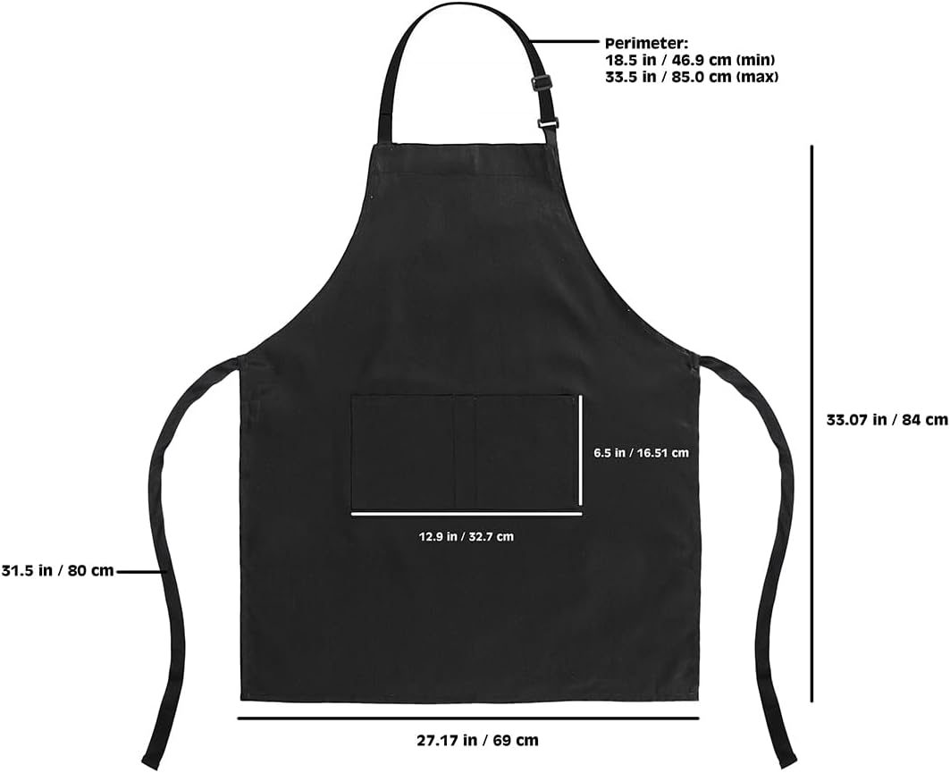 Hemi Home Bib Apron Adults Kitchen Chef Apron with Adjustable Neck Belt and 2 Pockets (Black) Women Men, 2 Colors, Chef, Kitchen, Home, Restaurant, Cafe, BBQ Grill Kitchen Cooking, Baking image number 5