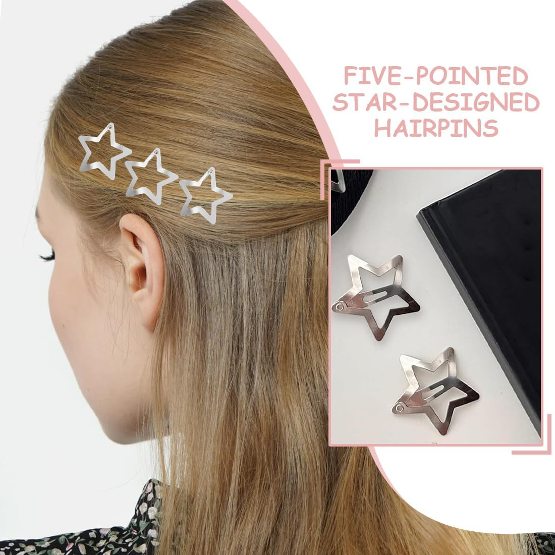 Pack of 30 Metal Star Hair Clips with Snap Closure, Cute Small Hair Clips, Hollow Out Star Hairpin, Hair Clips for Women, Girls image number 5