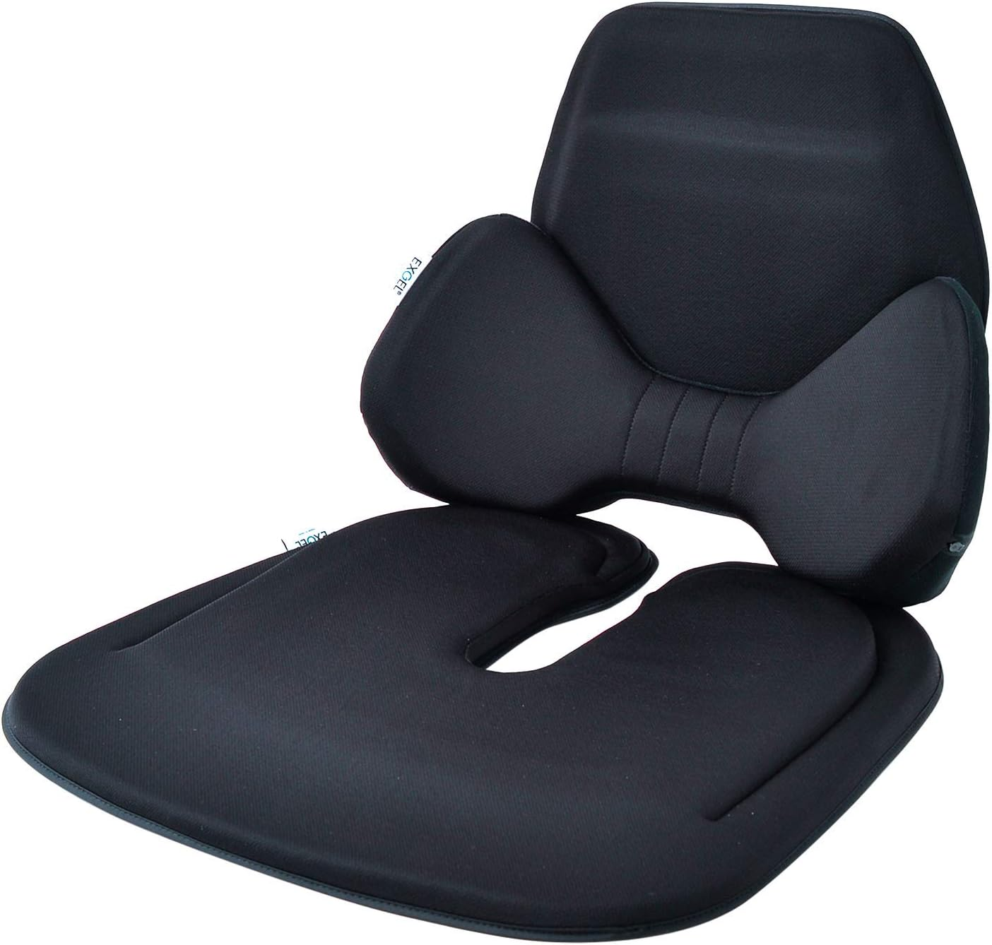 EXGEL Hug Drive Circa Set, Black, Cushion, Won'T Hurt Your Buttocks, Car, Made in Japan, Large, Prevents Lower Back Pain, Tailbone, Hemorrhoids, Postpartum image number 3