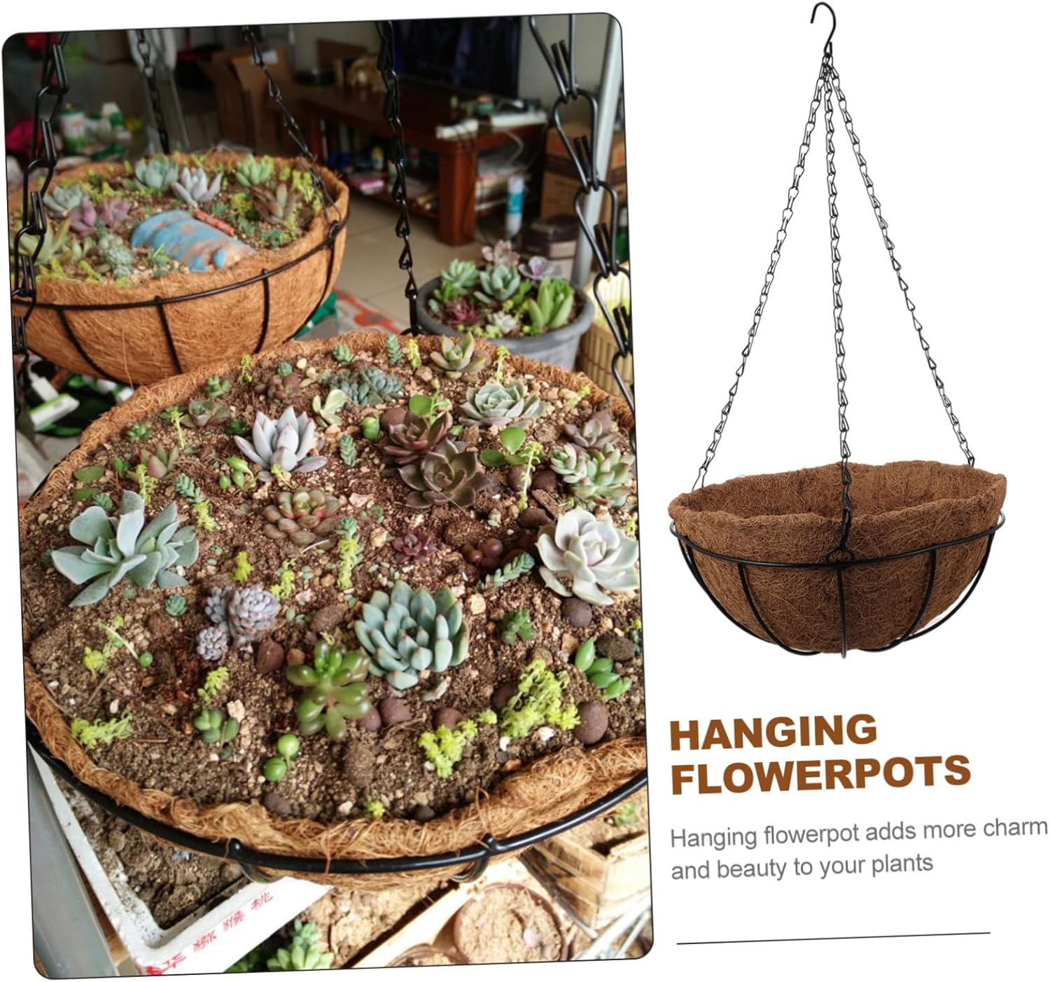 Sosoport 2Pcs Hanging Flower Pots Creative Home Decor Vertical Plant Pots for Office image number 3