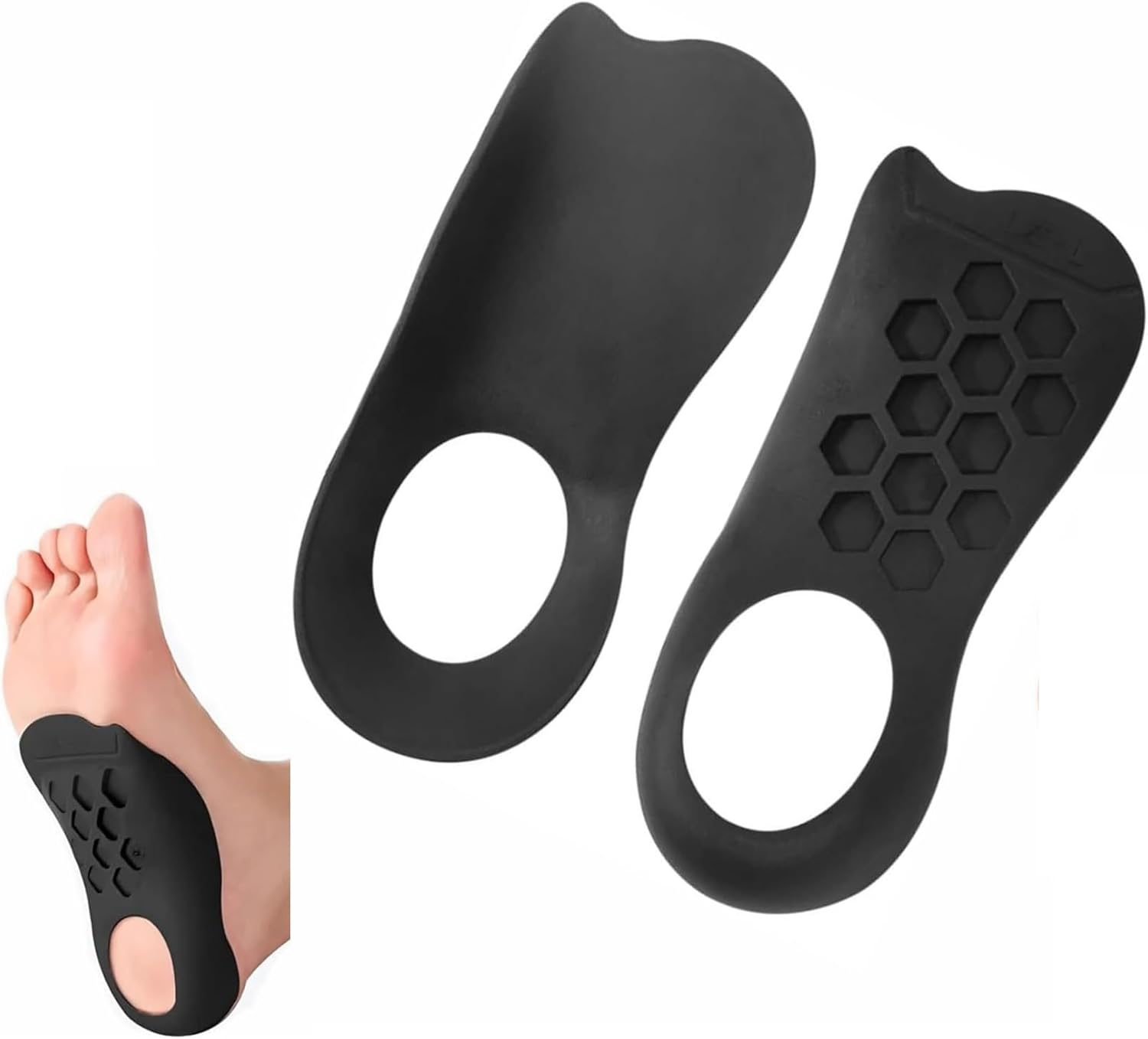 Orthopedic Arch Support Insoles for Flat Feet - XO Support Technology Plantar Fasciitis Pain Relief, Heel Cushion & Foot Correction, High Absorption Comfort Insoles for Leg Alignment (Black, L) image number 1