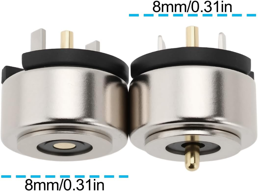 Emsea 4Pcs 8Mm 1Pin 3A 12V DC Magnetic Copper Point Socket Solder Wire Charging Head Male and Female Probe Connectors image number 4