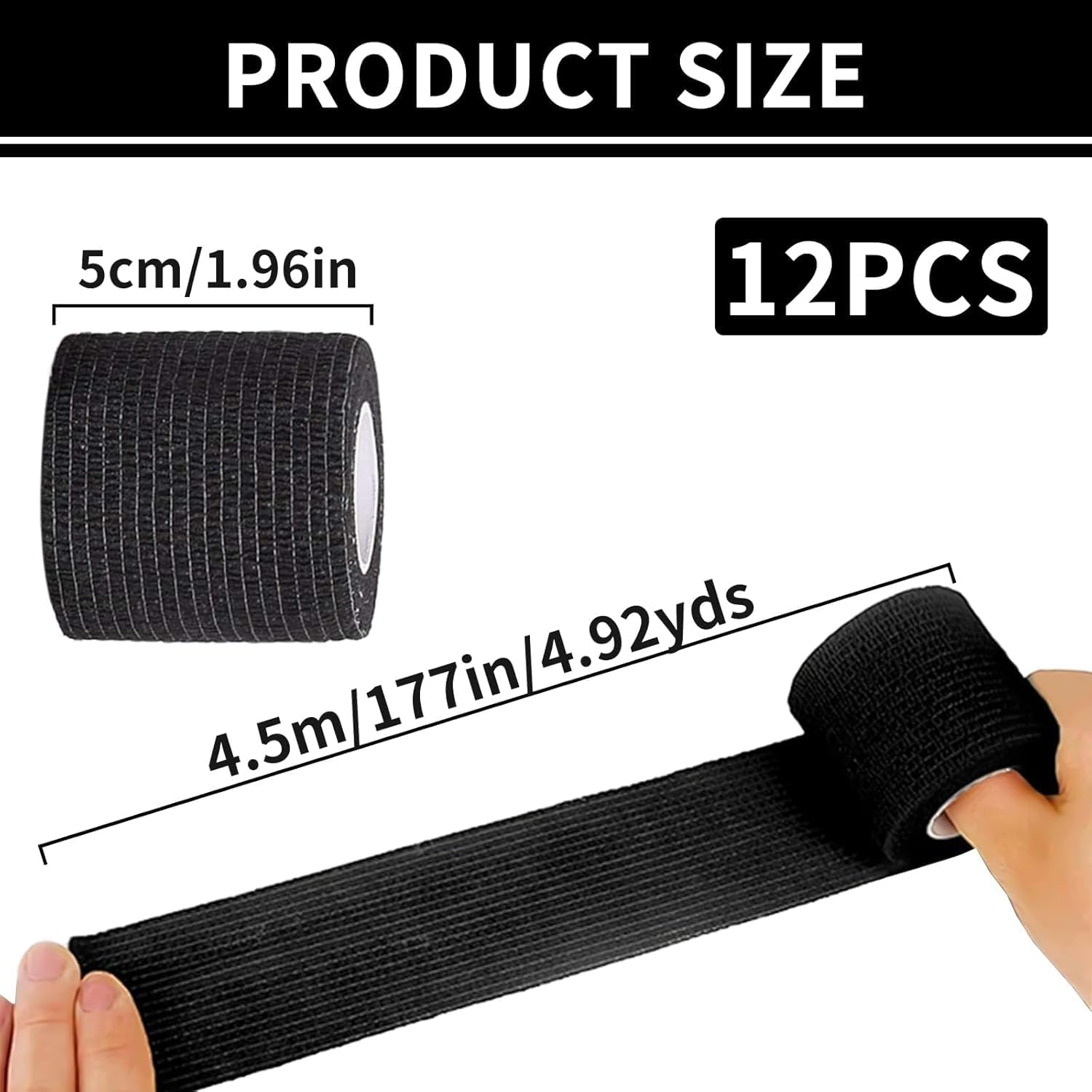 Self Adhesive Cohesive Bandages Elastic Athletic Sports Tape, 12Rolls Pet Vet Wrap Tape Non-Woven Cohesive Gauze Rolls, Self Adhesive Elastic Protective Bandages Non Woven Cohesive Wrap