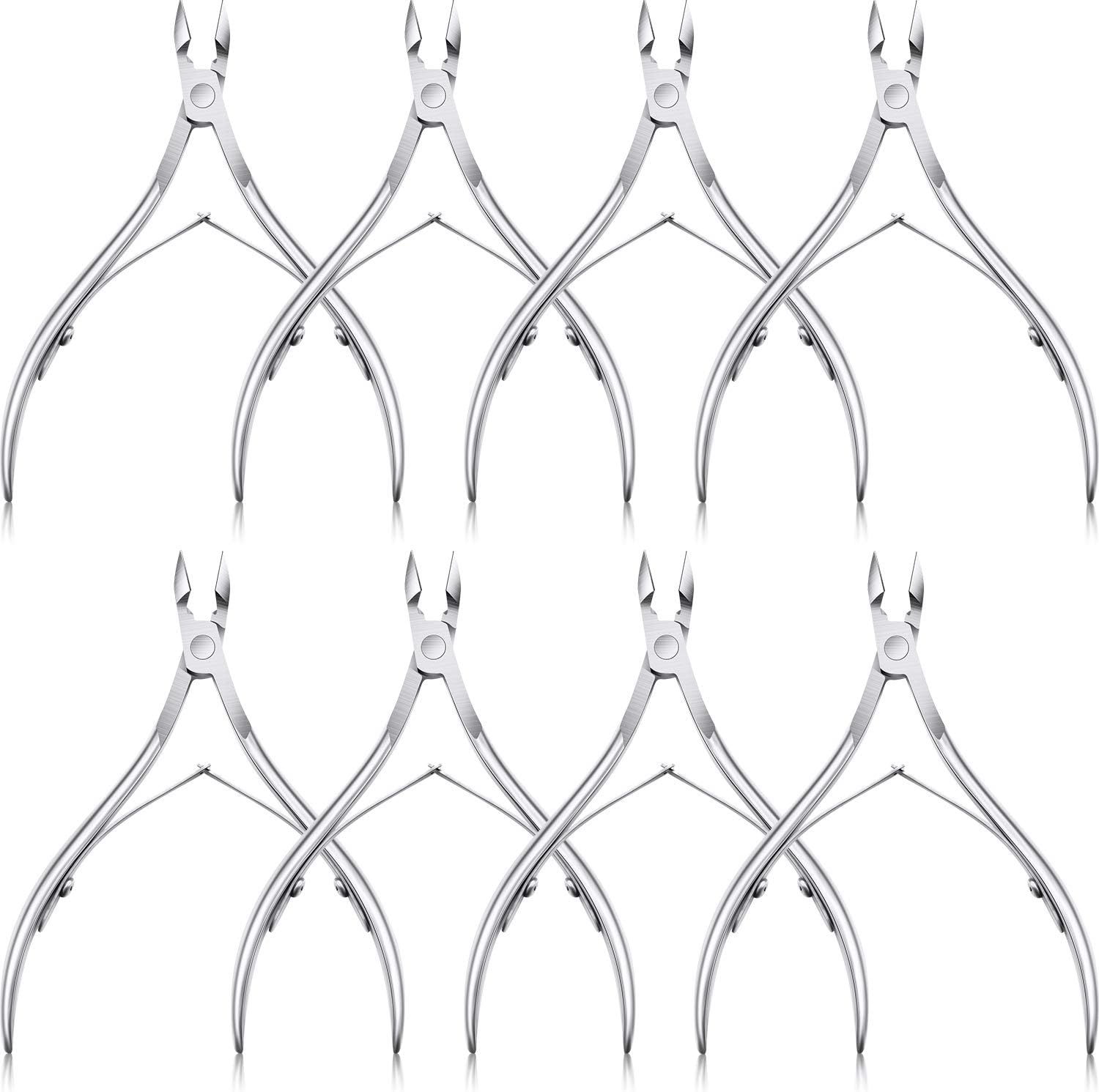 8 Pieces Cuticle Nippers Stainless Steel Cuticle Trimmer Pointed Blade Cuticle Cutter Clipper Dead Skin Remover Scissors Manicure Tools for Fingernails and Toenails