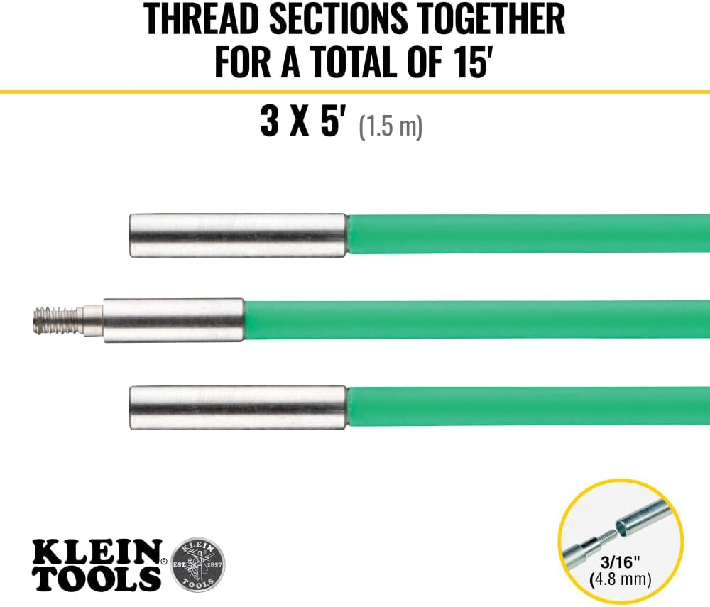 Klein Tools 50159 15-Foot Hi-Flex Glow Fish Rod Set image number 4