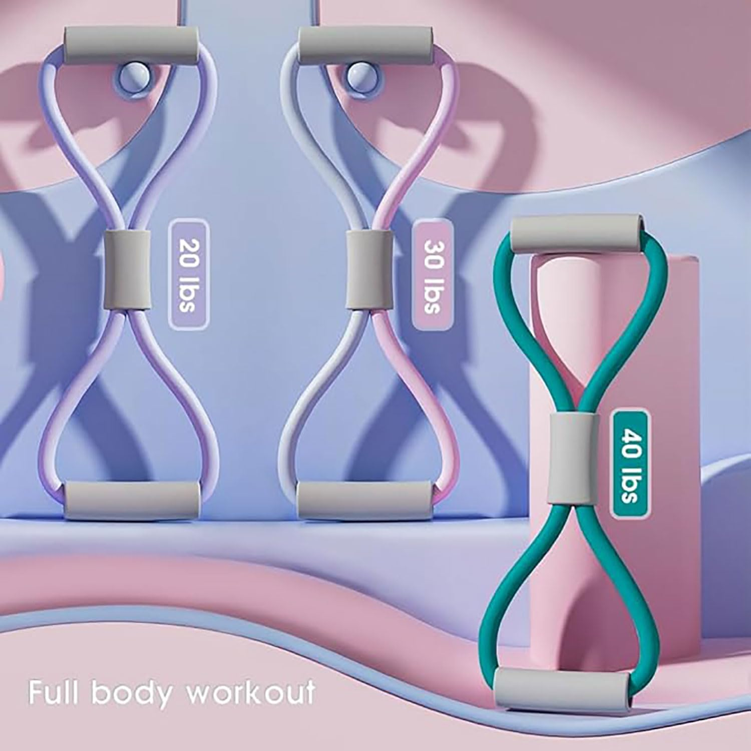 Yqkangzhu 3Pcs Figure 8 Resistance Bands, 8 Shaped Yoga Resistance Band, Stretch Fitness Band, Elastic Exercise Bands for Chest Arm Back Shoulder, Expander Equipment for Home Gym Workout, Pilates image number 5