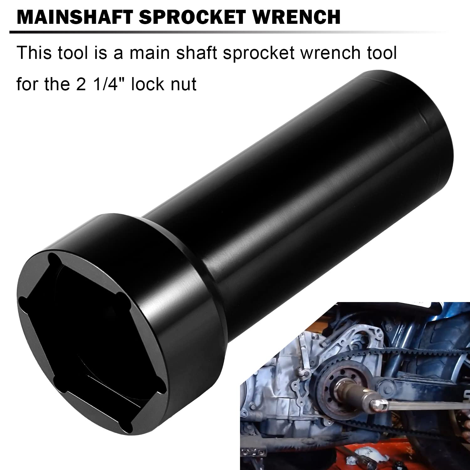 2-1/4" Mainshaft Sprocket Pulley Wrench Lock Nut Main Shaft Socket Tool for 2006 up Harley Davidson Twin Cam, Dyna, Electra Glide, Heritage Softail image number 2