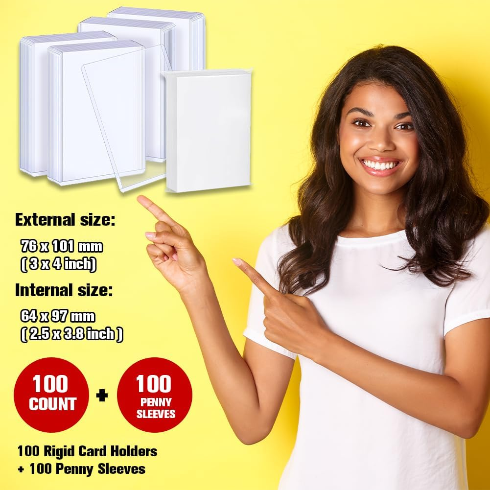 Toploader Card Protectors - Plastic for Standard & Sports Cards (100 Toploaders + 100 Penny Sleeves) image number 2