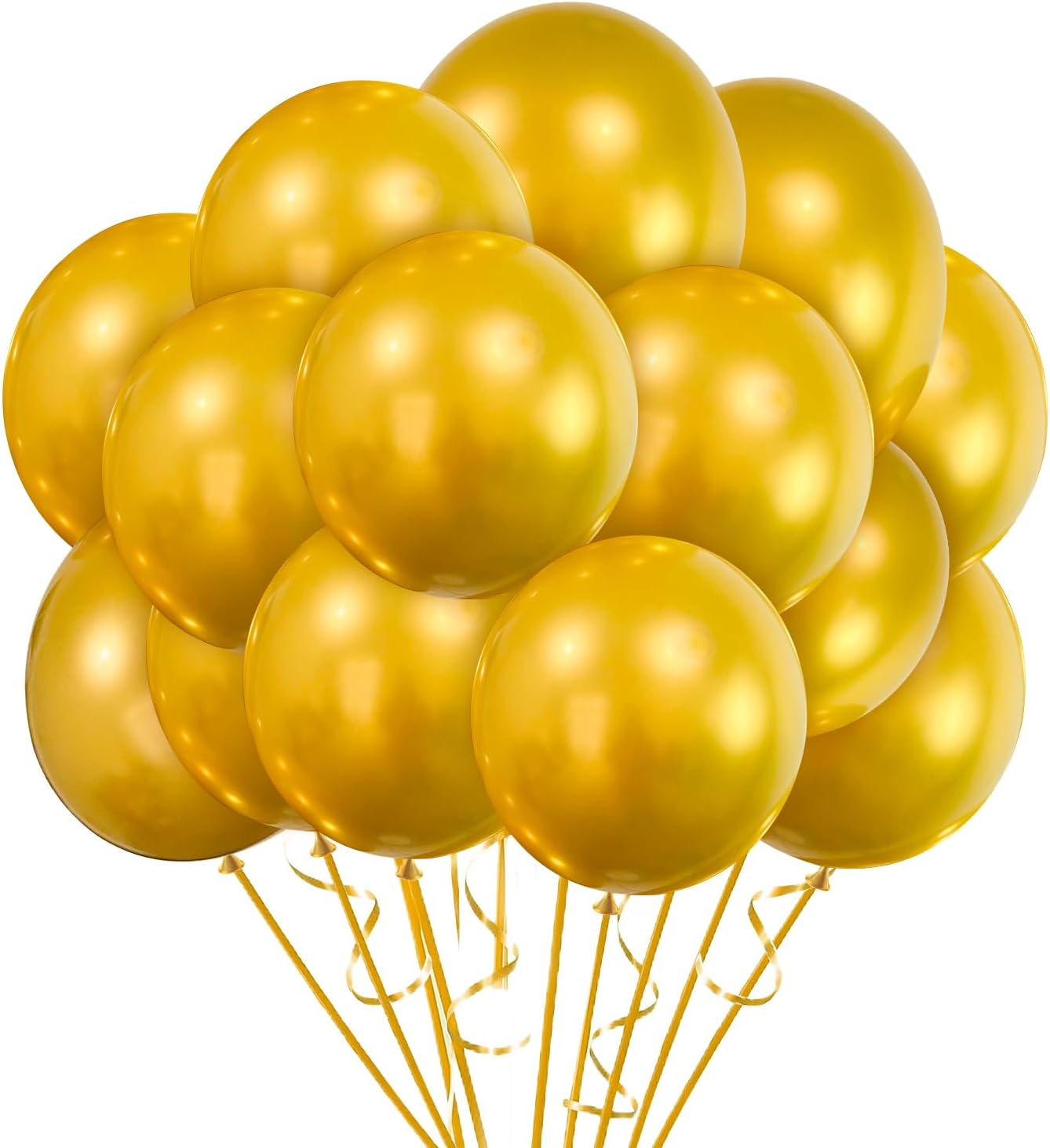 Yehnda Metallic Gold Balloons 12 Inch 50 Pcs Chrome Latex Party Helium Birthday Wedding Anniversary Decorations