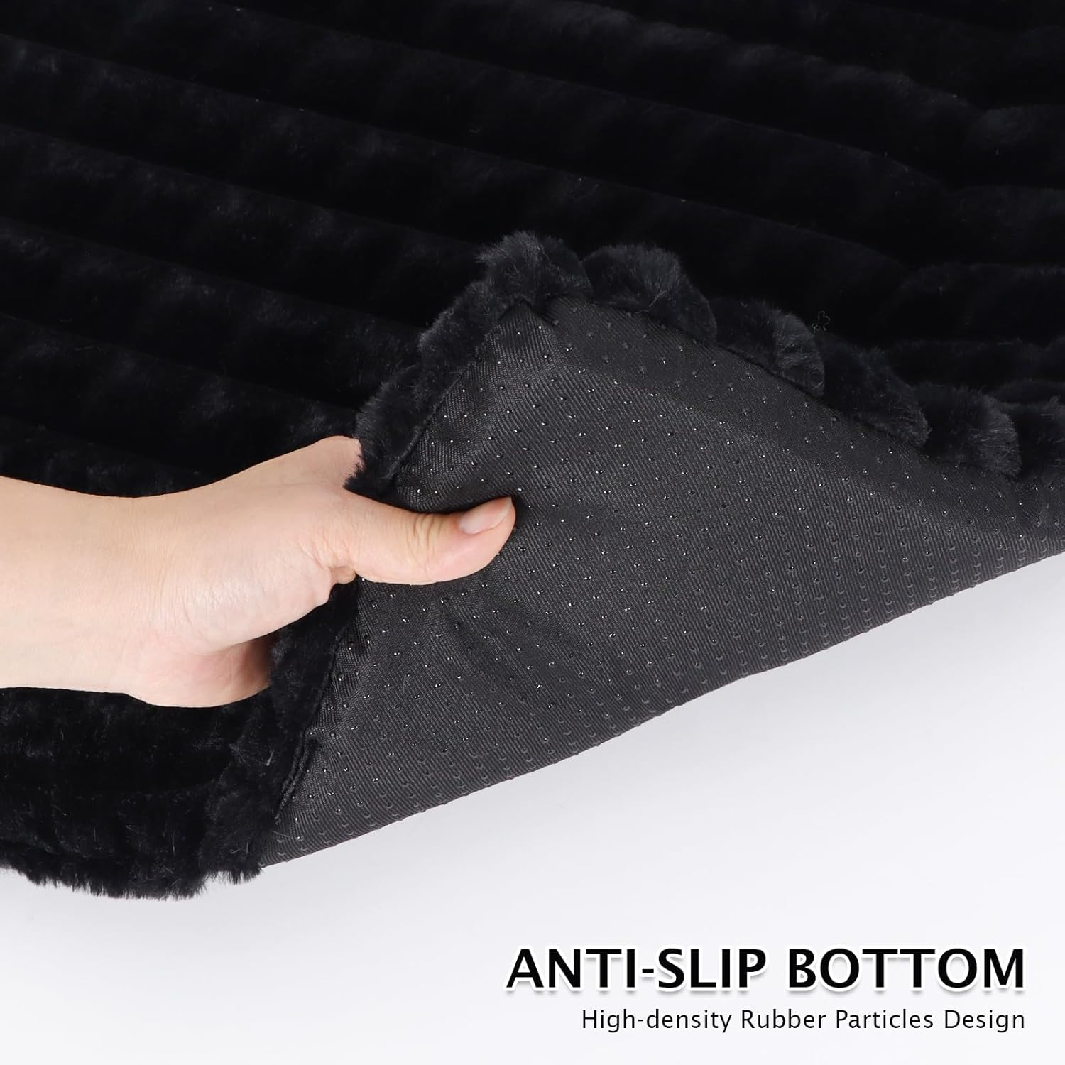 BVAGSS Fluffy Orthopaedic Dog Bed, Washable Dog Mat, Non-Slip Underside, Plush Dog Cushion, Soft and Warm Dog Mat for Small, Medium, Large Dogs, XH082 (100 X 80 Cm, Black)