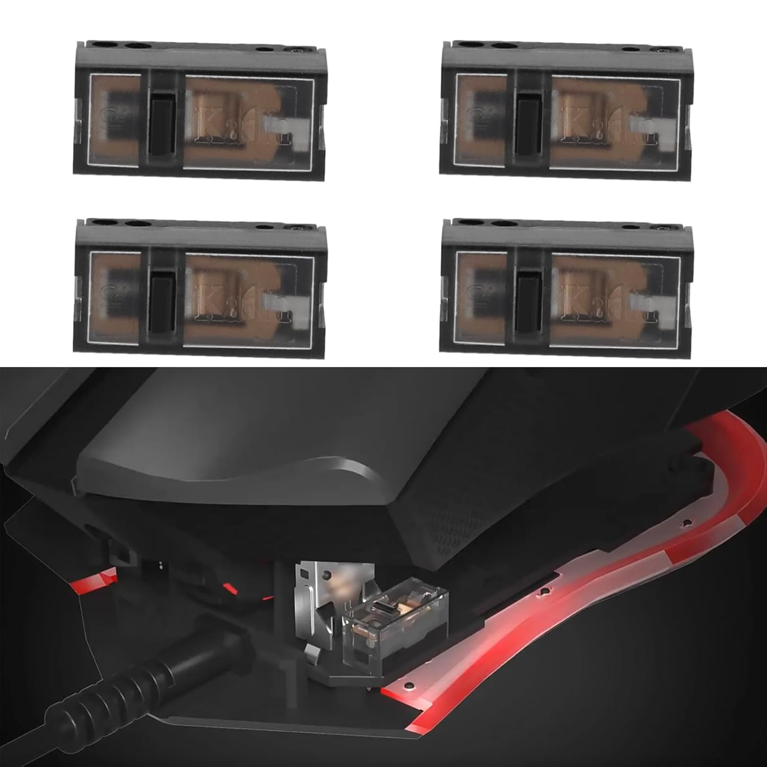 Ecsing 4PCS Micro Switch GM 8.0 Mouse Switch 80M Life 3 Pin for Gaming Mouse Left and Right Button Repair Replacement Accessories Black image number 2