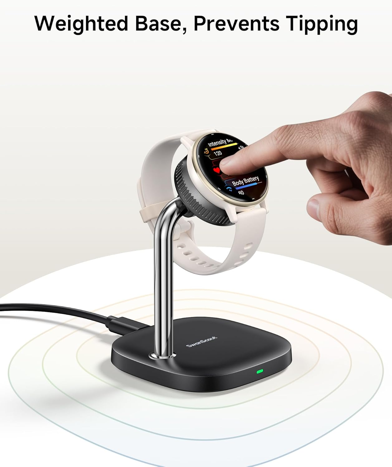 Swanscout Watch Charger Stand for Garmin Watch Forerunner 165/265/45, Vivoactive 6/5, Instinct 3/2, Fenix, Venu, Tactix, Approach, Quatix Series and for Multiple Garmin Watch Devices, Swanscout 505GM image number 3