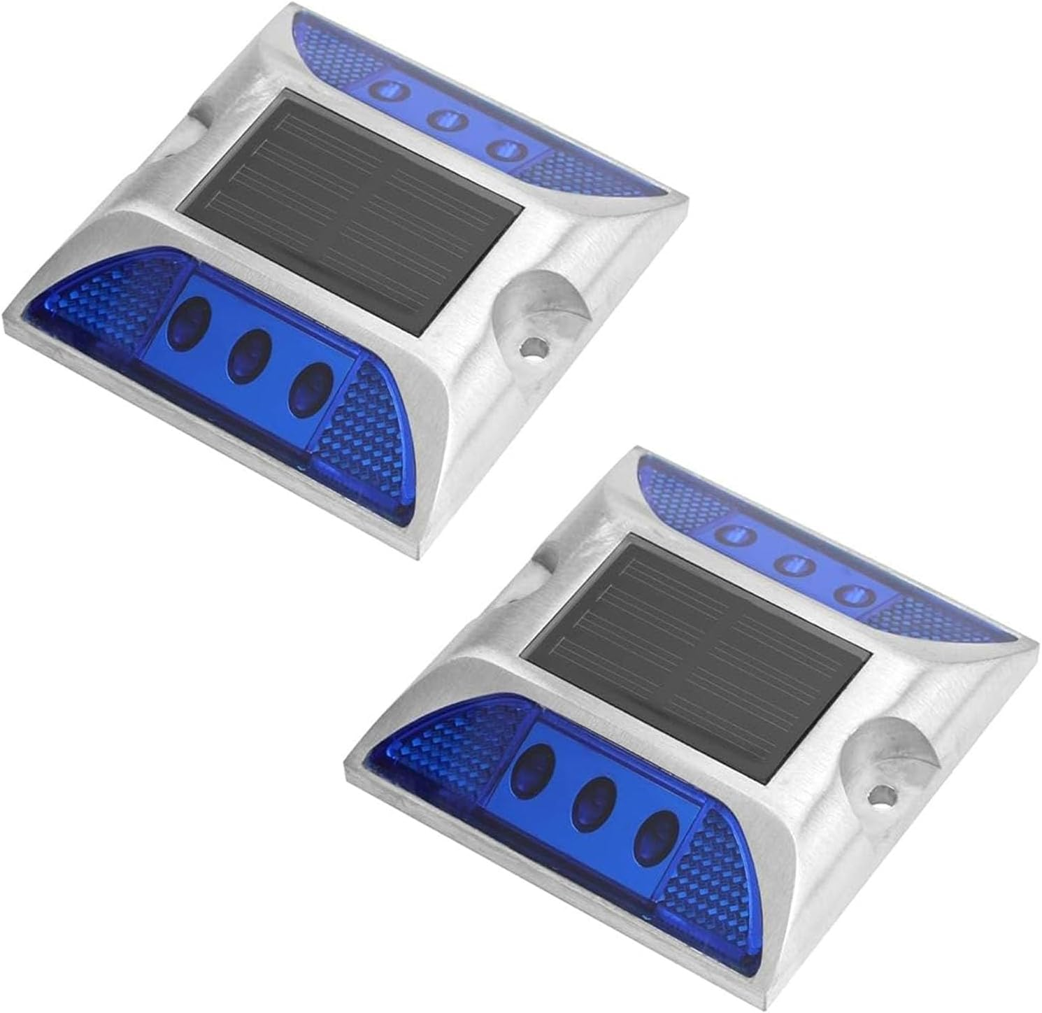 2 Pcs LED Solar Power Ground Marker Lights, Driveway Outdoor LED Lights,Waterproof Outdoor Driveway Road Highway Spike Lamp, for Pathway Sidewalk Boat Deck Stair image number 2