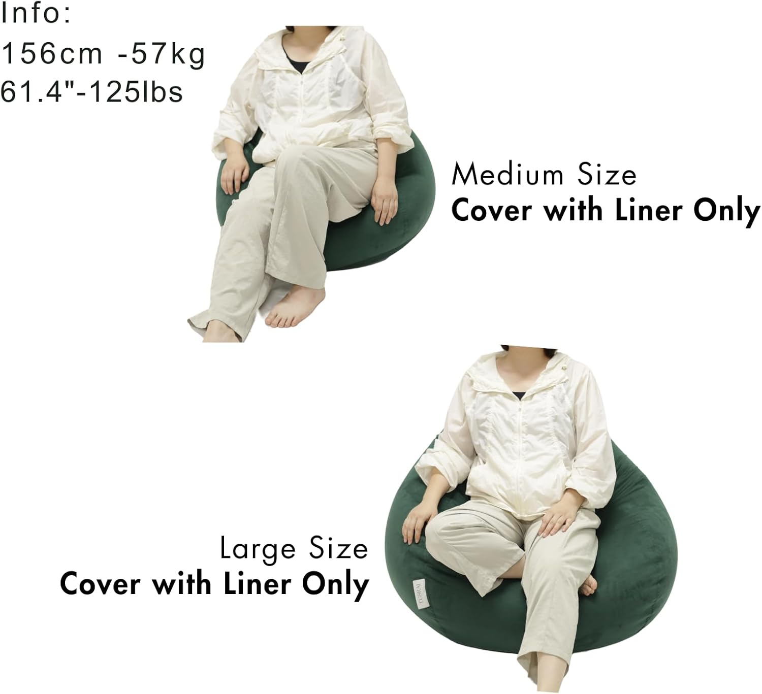 Beanbag Chair Cover with Liner Only Removable 3Ft (No Filler) Luxurious Microfiber Suede Beanbag Cover for Adults Indoor Pear Style Large - Light Brown