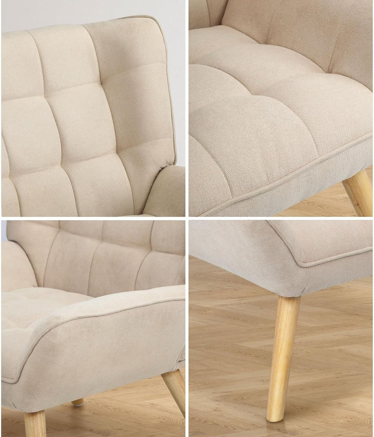 Oikiture Armchair with Fabric Metail Home Lounge Accent Chair Beige image number 1