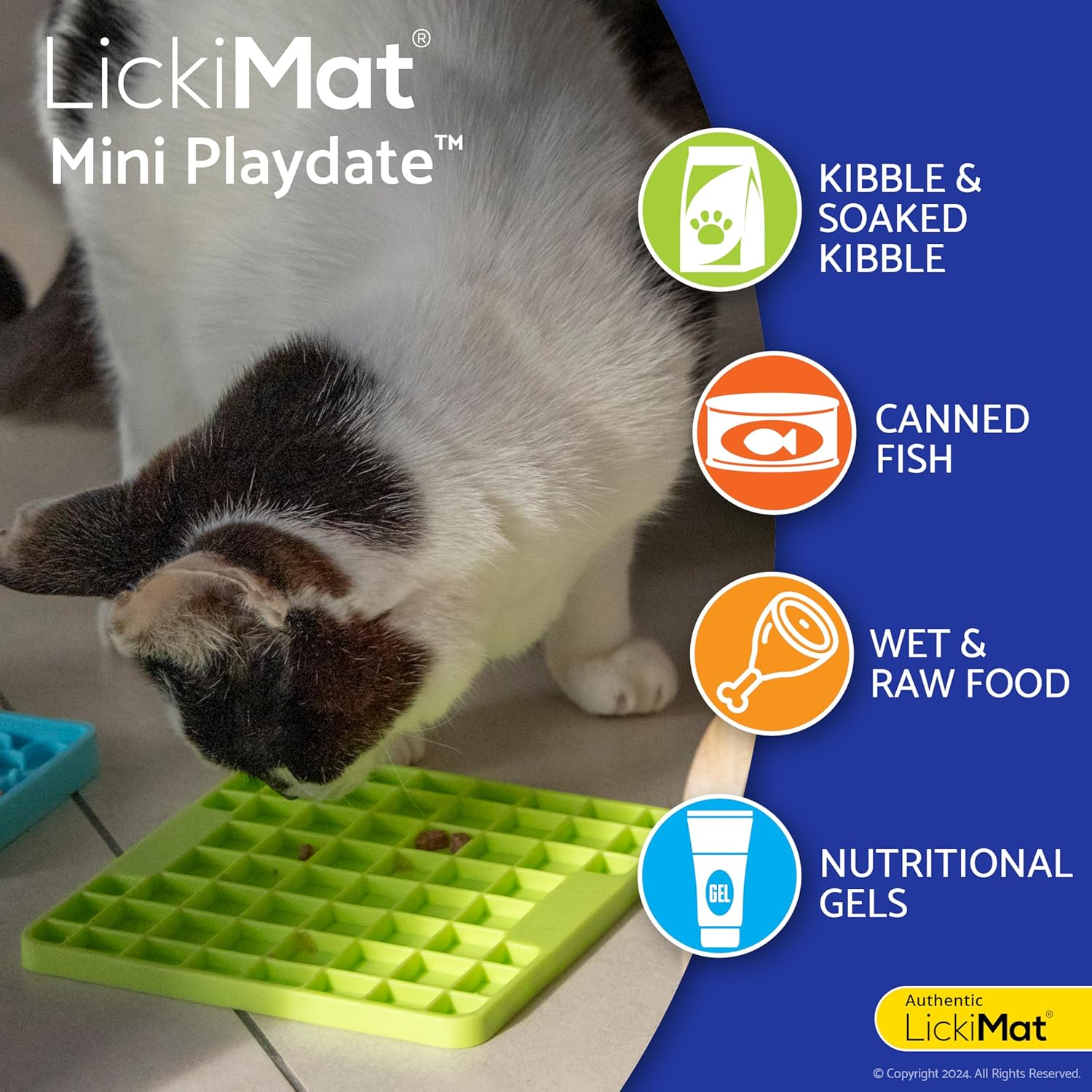 Lickimat Cat Mini Classic - Modern Feeding for the Whole Feline Family, Slow Feed, Reduce Anxiety - Enrich Mealtime Experience