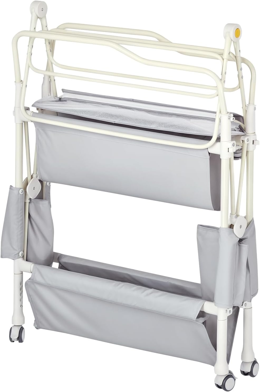 Baby Changing Table, 4-In-1 Infant Diaper Station with 4 Adjustable Height & Large Storage Basket, Foldable Nursery Organizer with 4 Lockable Wheels & Safety Belt for Toddler Newborn image number 2