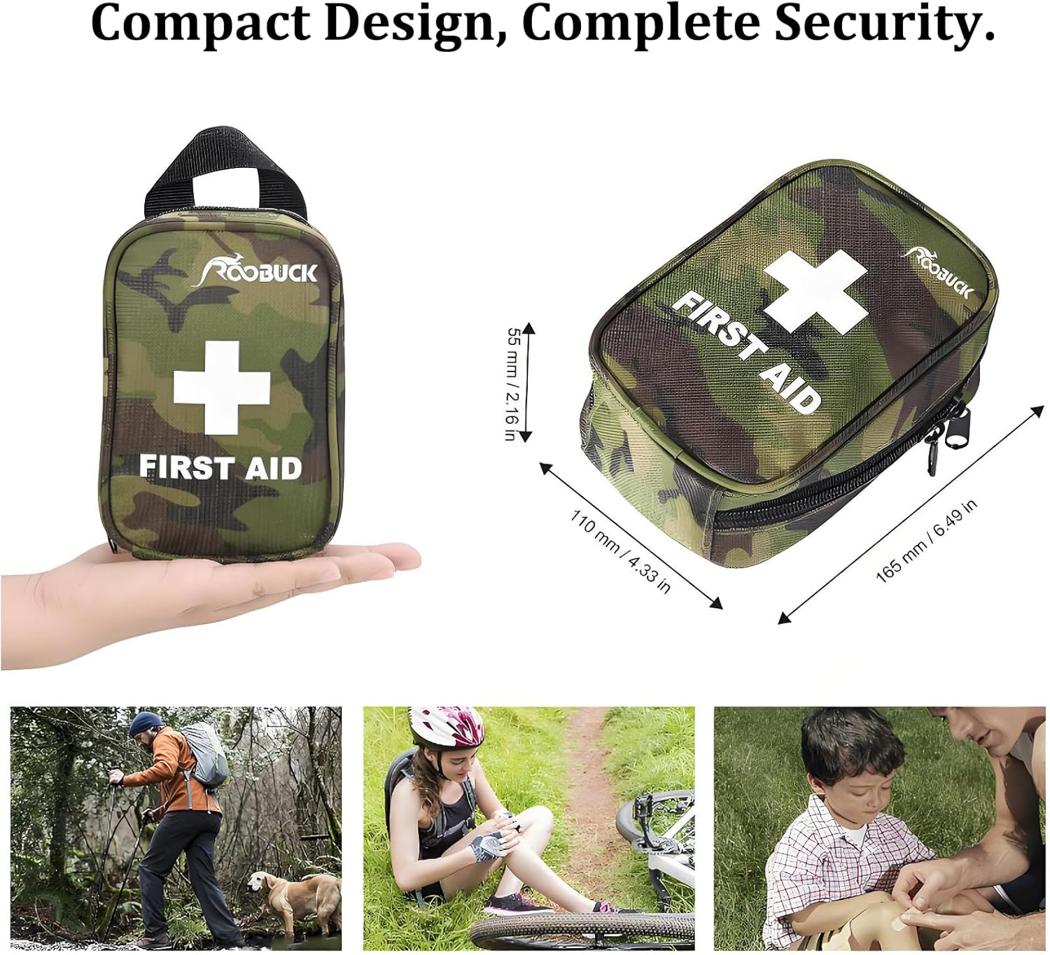Camouflage First Aid Kit, Compact Emergency Medical Bag for Home, Car, Hiking, Camping & All Outdoor Adventures - Camouflage image number 4