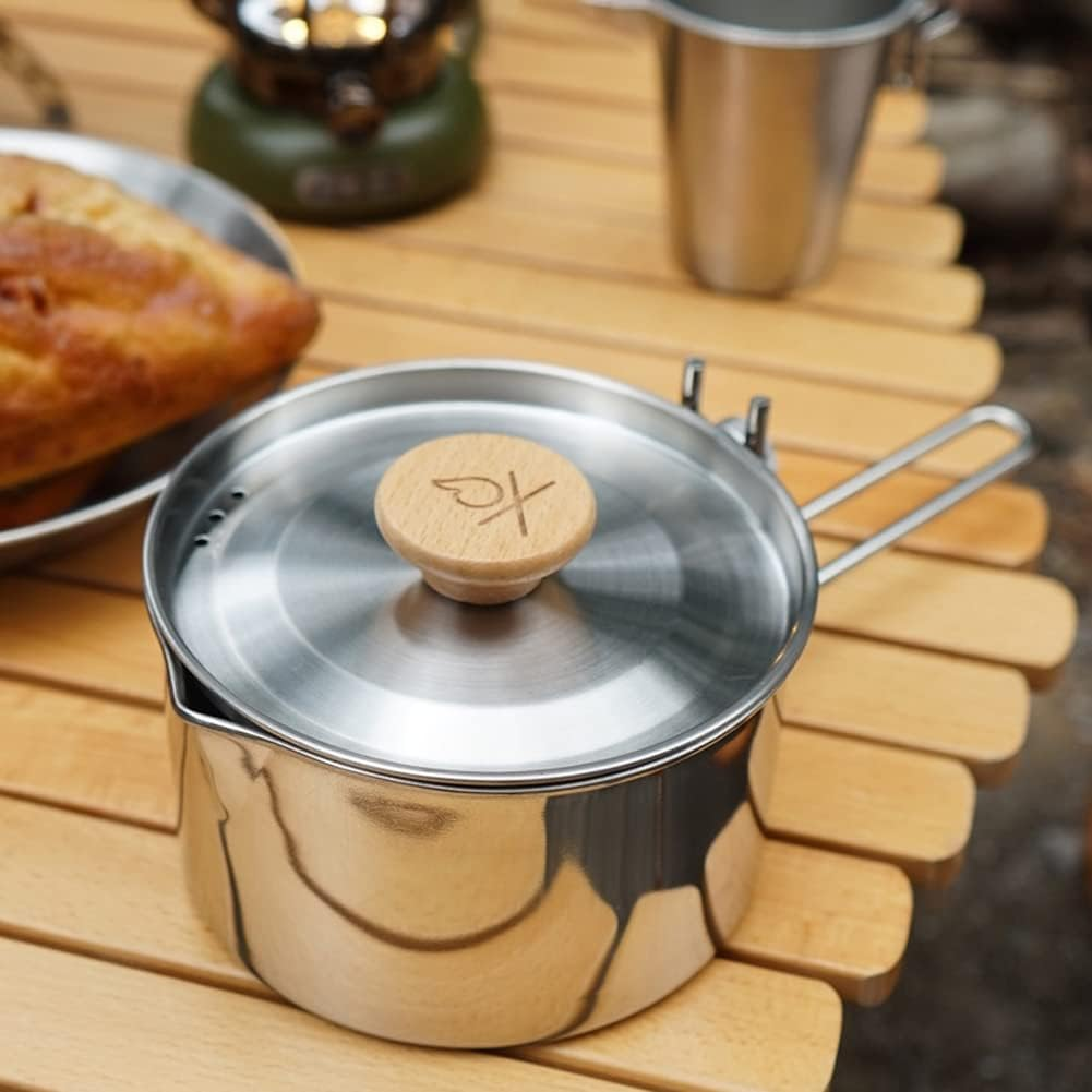 Chusui Stainless Steel Kettle Outdoor Camping Pot Portable Mountaineering Trekking Cooking Tool Travel Hiking Cookware Equipment image number 6