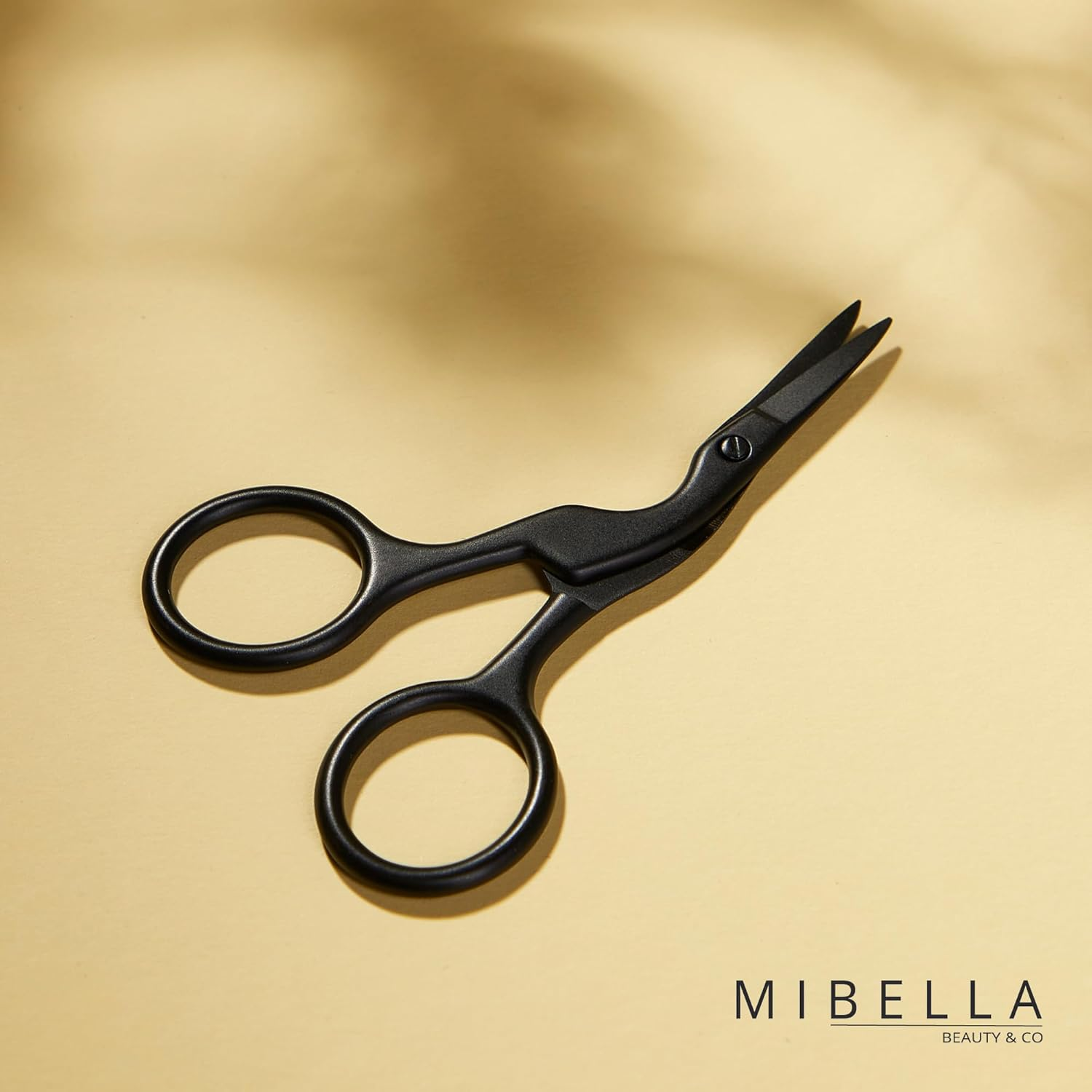 MIBELLA BEAUTY & CO Eyebrow Scissors and Beard Scissors with Small Short Edge and Perfect Angle for Highest Precision - Moustache Scissors for Trimming and Shaping - Black image number 1