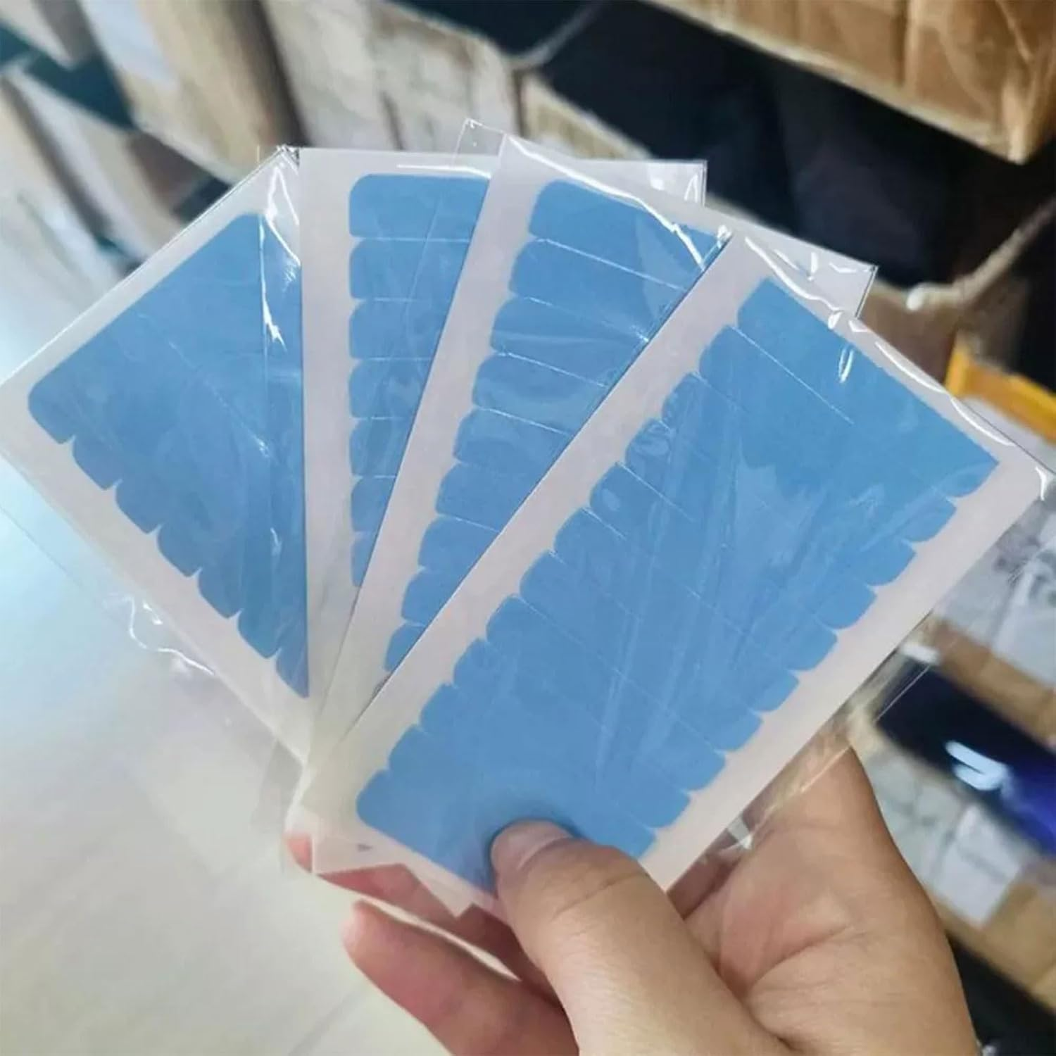 BGENHPON 120 Pieces Hair Extension Tape Tabs Double Sided, Wig Tape Replacement Smart Tabs Tape-In Extension Tape, Professional Strong No-Residue Bonding Tapes (4Cm X 0.8Cm) (120PCS) image number 5