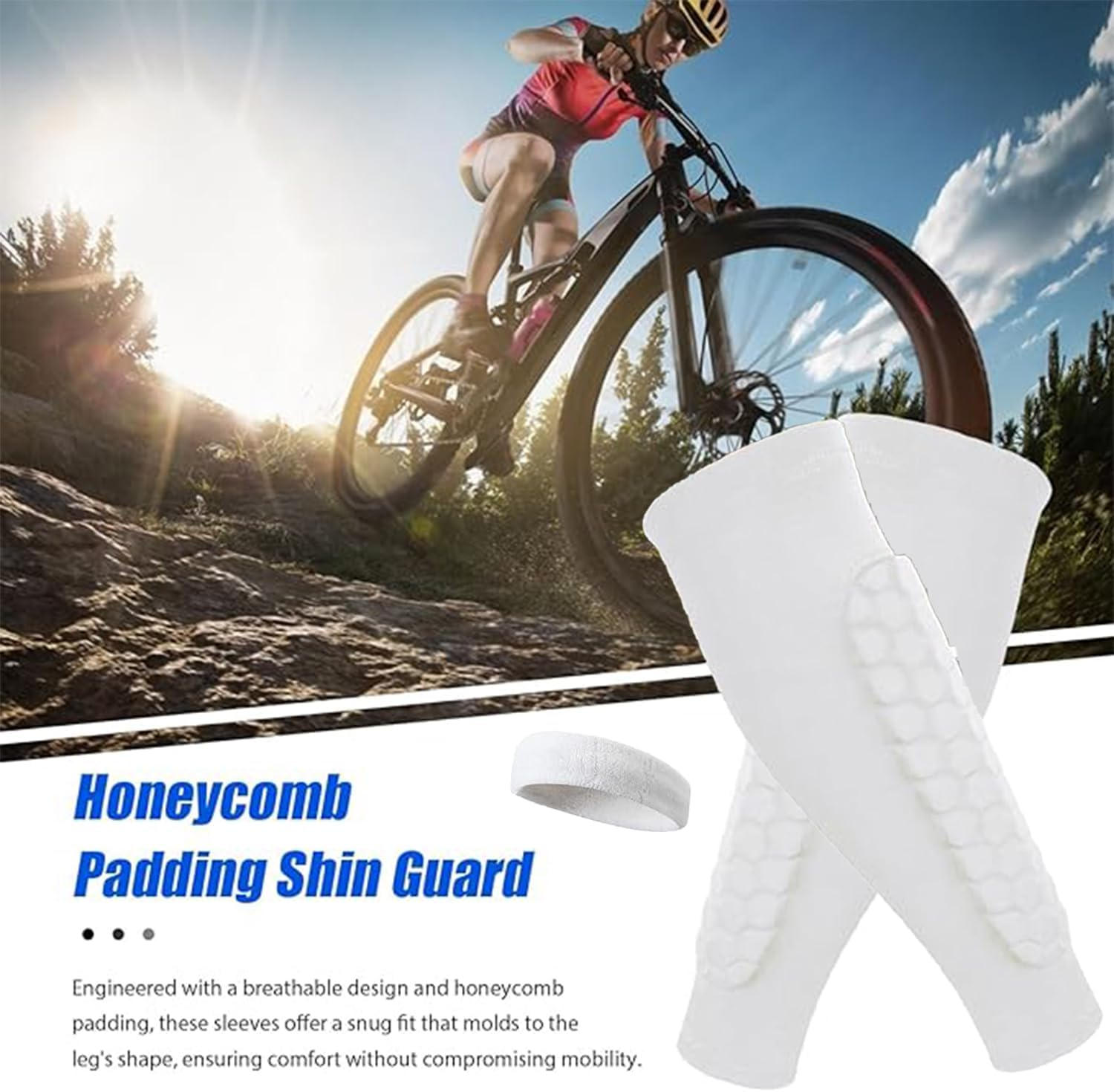 Kids Shin Guards for Soccer, Youth & Adults 8-10, Lightweight Breathable Anti-Collision Calf Protector, Comfort Fit Sports Shin Pads image number 4