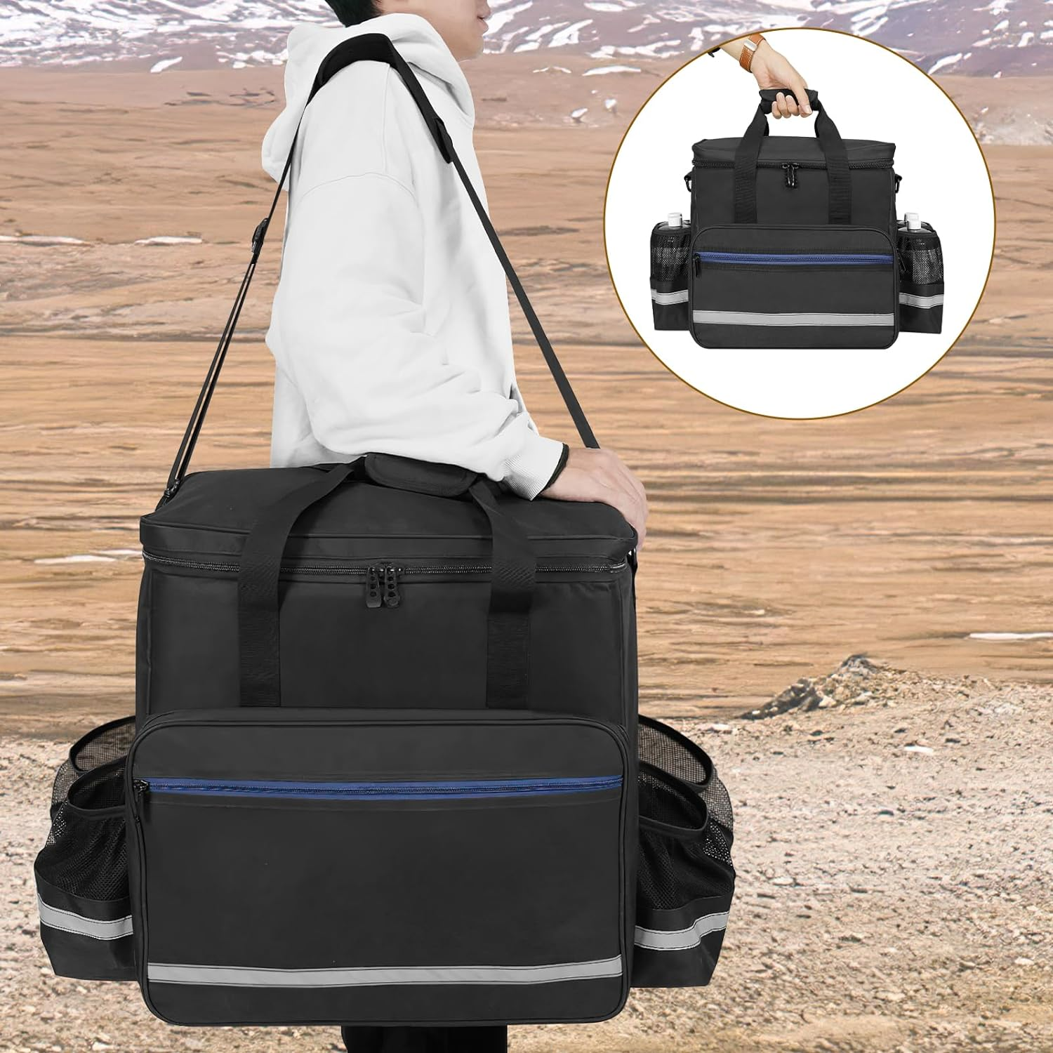 ORKELS Propane Heater Carry Bag Compatible with Mr. Heater MH18B & Big Buddy, Portable Carrying Case with Multiple Pockets and Anti-Slip Bottom for Camping, RV Travel, Ice Fishing, Bag Only image number 5