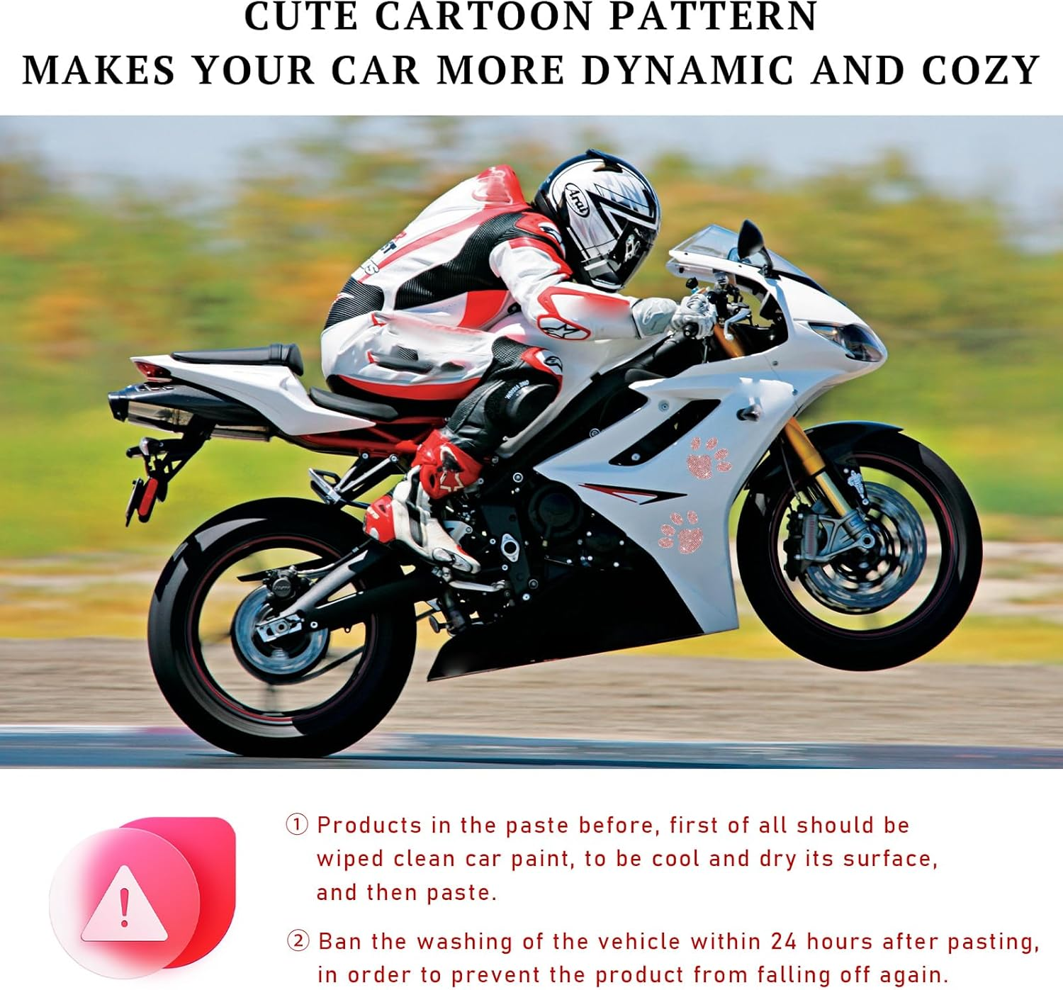 2 PCS Bling Dog Paw Sticker, Sparkly Crystal Rhinestone Paw Print Decals for Car, Cute Paw Sticker of Badge Bumper Luggage Laptop Emblem Decoration, Universal Car Accessories (Pink)