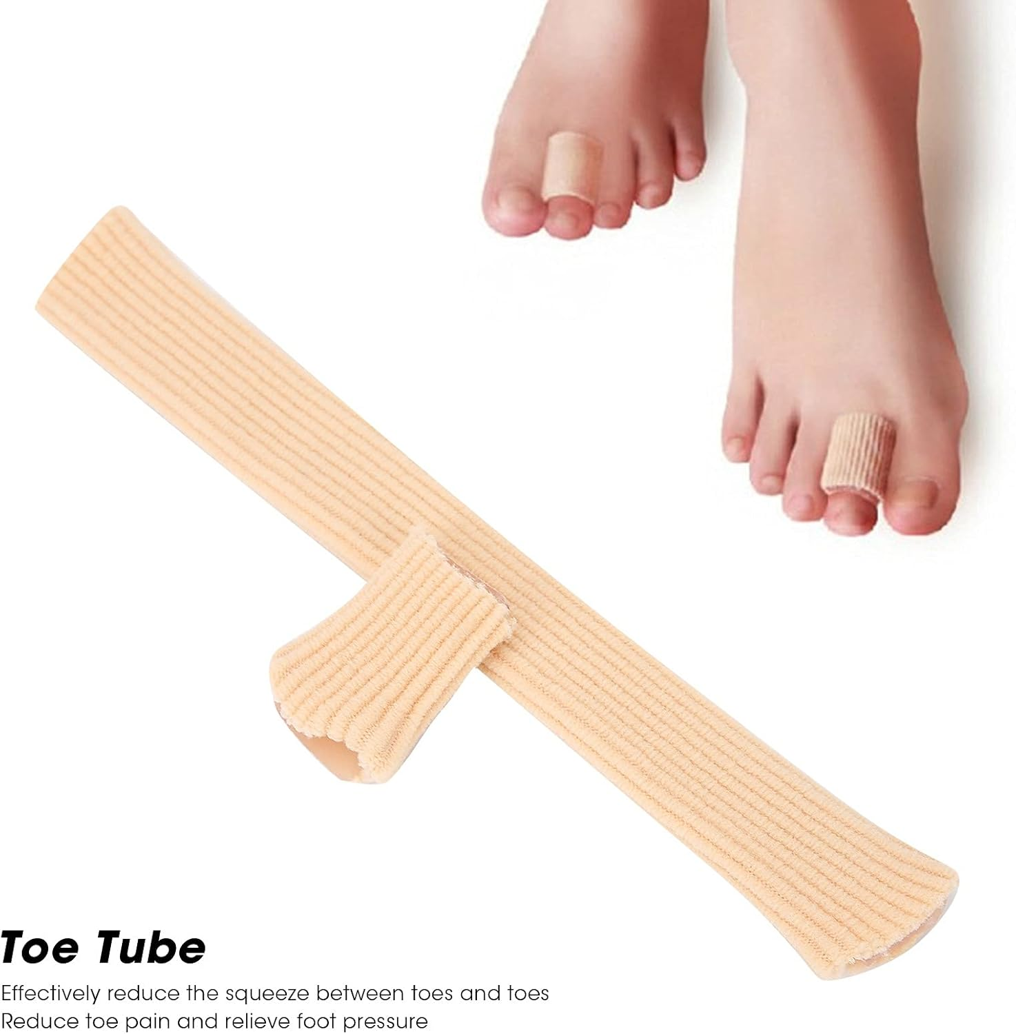 Toe Tube, Toe Sleeve Protectors, Sleeves Stress Pain Relief Portable Soft Elastic Toe Cover Protector Fiber Silicone Foam Toe Protectors Toe Tubes image number 2