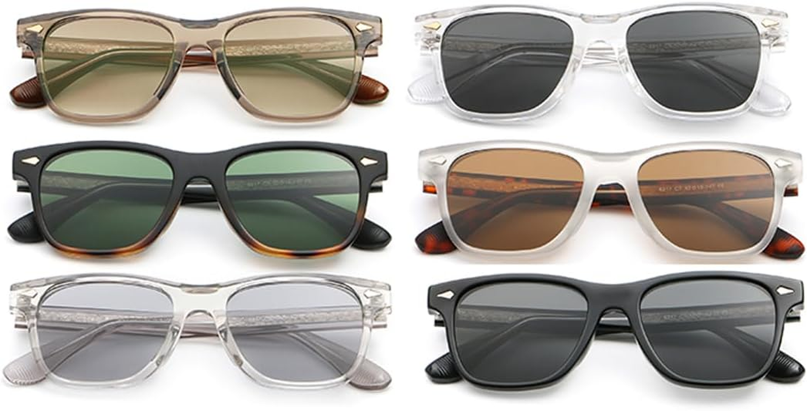 Square Sunglasses Men Women UV400 Eyewear Fashion Sunglasses CP Frame Glasses Acetate Temple - Brown image number 6