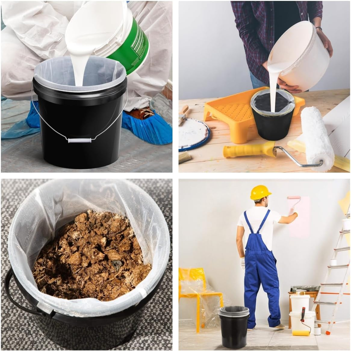 Fenglin-Joy Paint Strainer Bags, Pack of 3, 5 Gallon Colour Strainer, White, Fine Mesh Bucket Strainer with Elastic for Hydroponics, Painting, Gardening, Colour Garden Grain, 48 X 54 Cm