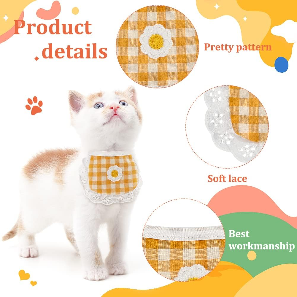 WEBEEDY 4PCS Cute Dog Lace Bandana Puppy Cat Flower Scarfs Washable Daily Handkerchief Semicircle Scarf Bibs Saliva Towel for Small Medium Large Girl Boy Pup Pet image number 3
