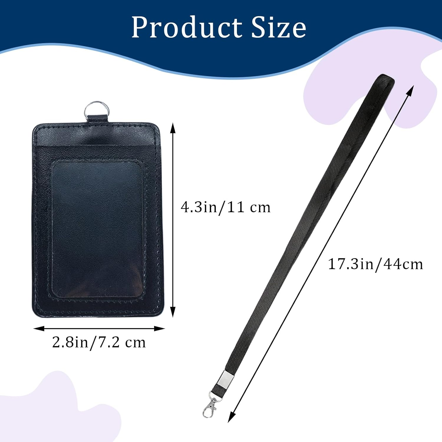 ZGWANSUI 2 Pack Vertical PU Leather ID Badge Card Holder with Lanyard & 2 Card Slot, Clear Window Name Badge Holder Case for Access Card, Business Credit Card, School Work ID, Name Tags (Orange) image number 2