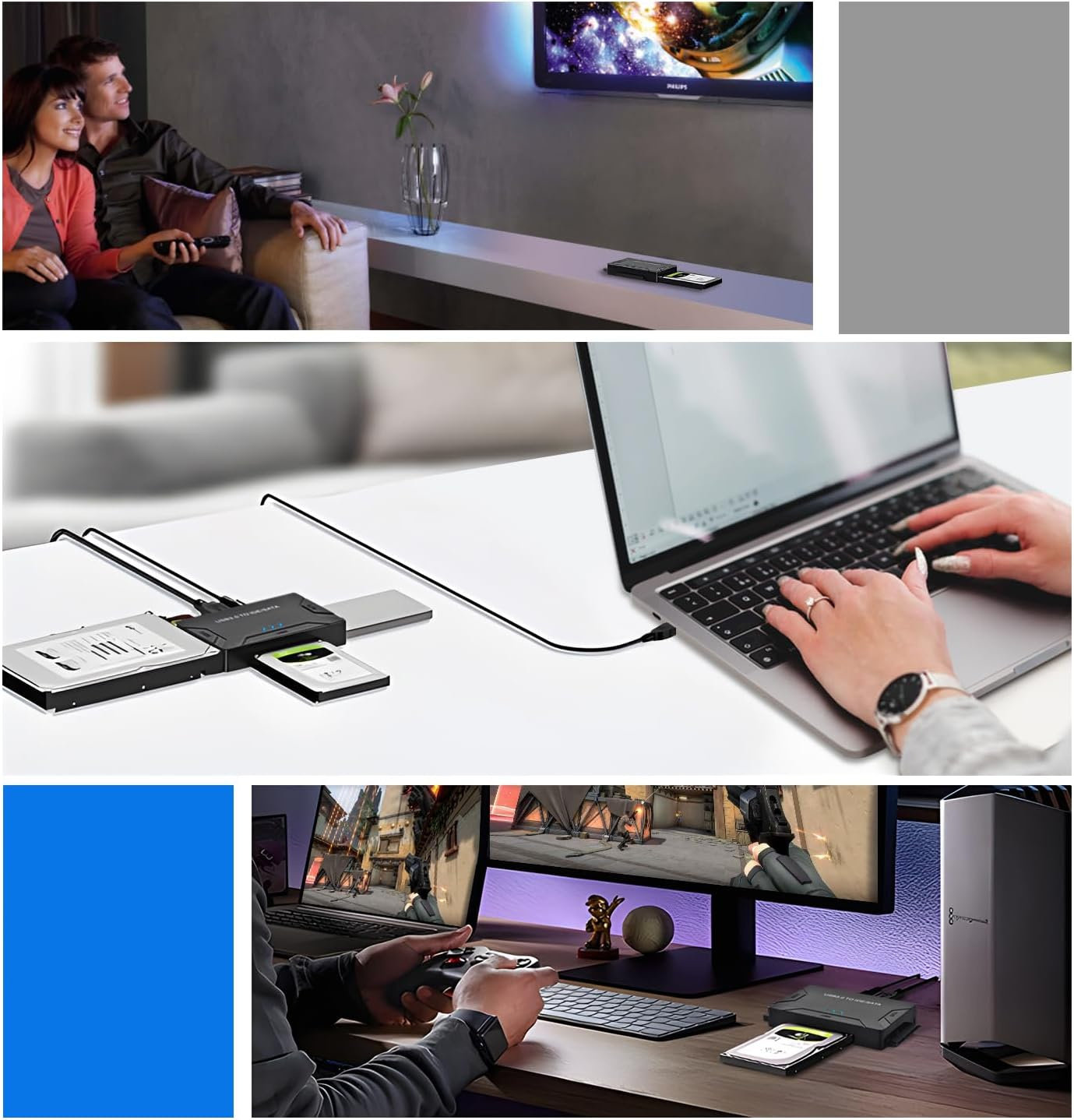 Amtake USB 3.0 to SATA IDE Hard Drive Reader, IDE to USB Adapter, External Hard Drive Converter for Universal 2.5/3.5 Inch HDD/SSD (With 12V 2A Power Supply) image number 4