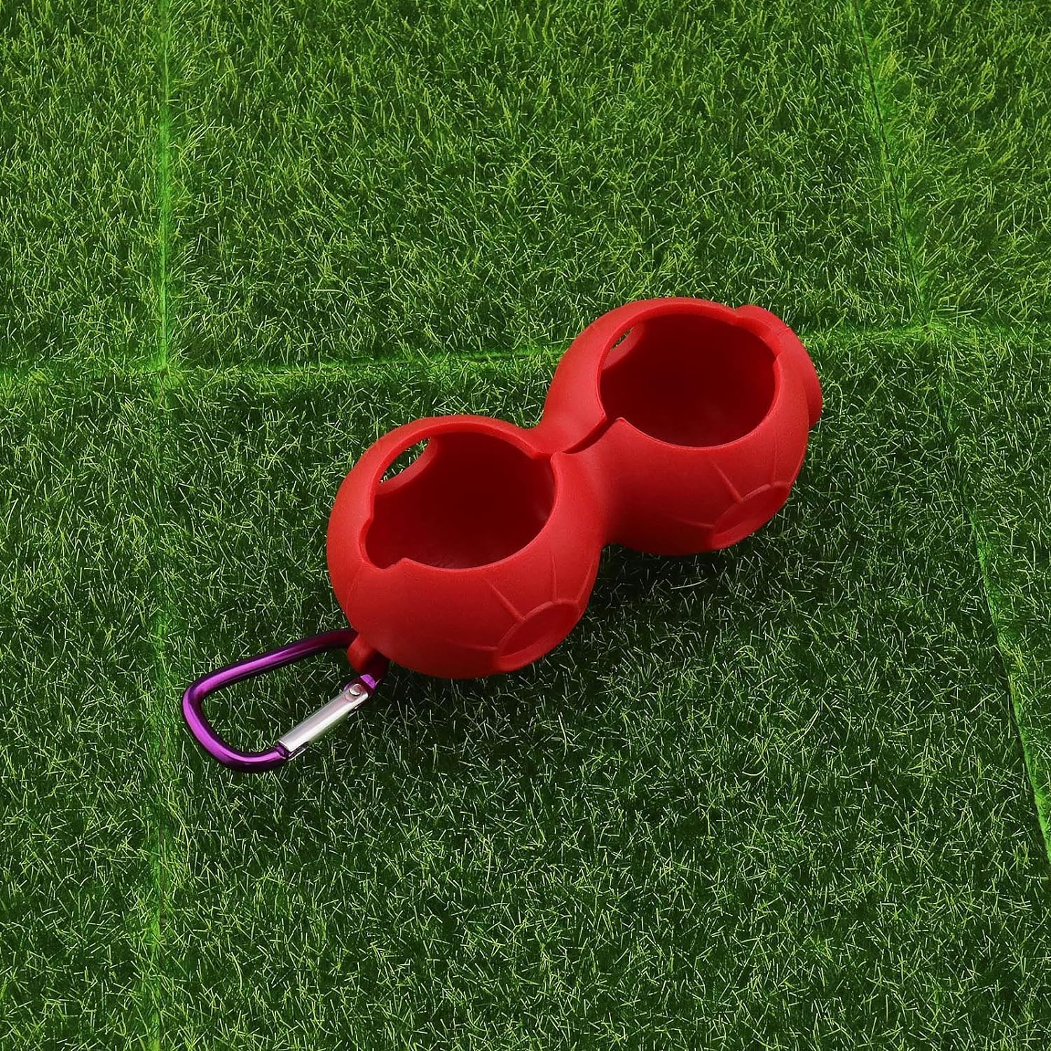 THJOPOKEEL 2PCS Golf Holder with Suspension Clip Soft Silicone Portable Golf Bag Protective Cover for 2 Balls (Blue and Red) image number 4