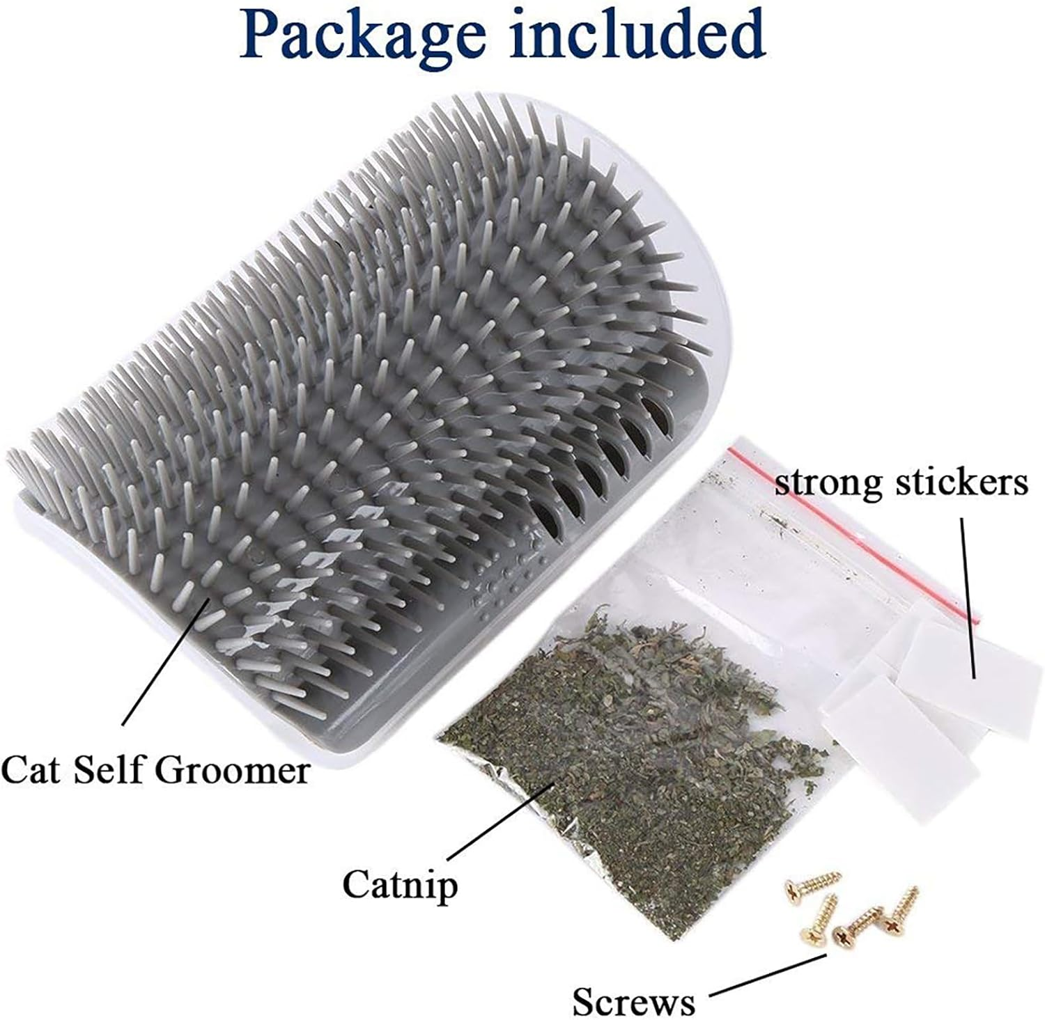 Cat Wall Corner Groomers，1Pcs Cat Hair Brush Soft Face Scratchers Brush, Pet Self Cleaning Slicker Brushes Corner Massage Comb for Long & Short Fur Cat Owners with Catnip(Grey）