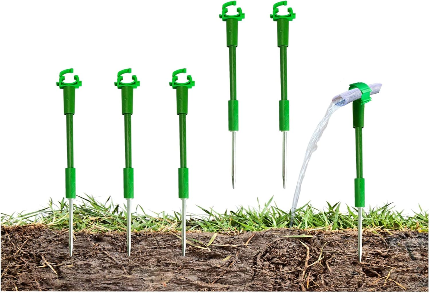 6PC 1'' Hose Guides for Garden Decorative，Water Hose Hoder to Keep Hose off Grass，Outdoor Post Garden Hose Support Water Sprinkler Hose Stand Butler Gardening Supplies for Garden Lawn Yard (Set D) image number 3