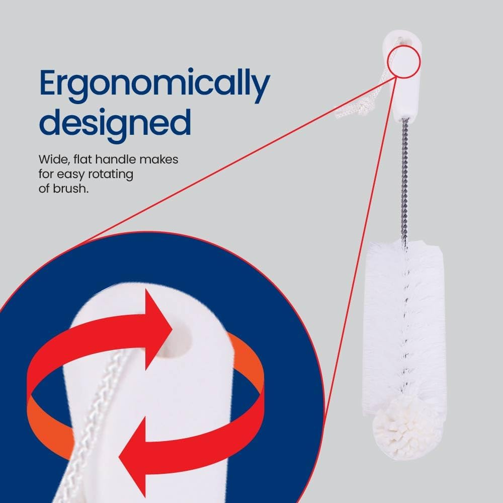 White Magic Foam-Tipped Baby Bottle Washing Brush &ndash; 34Cm, Made in USA, Bpa-Free, Gentle Dual-Action Foam Tip, Efficient Cleaning for Bottles and Baby Accessories, Ergonomic Grip image number 2