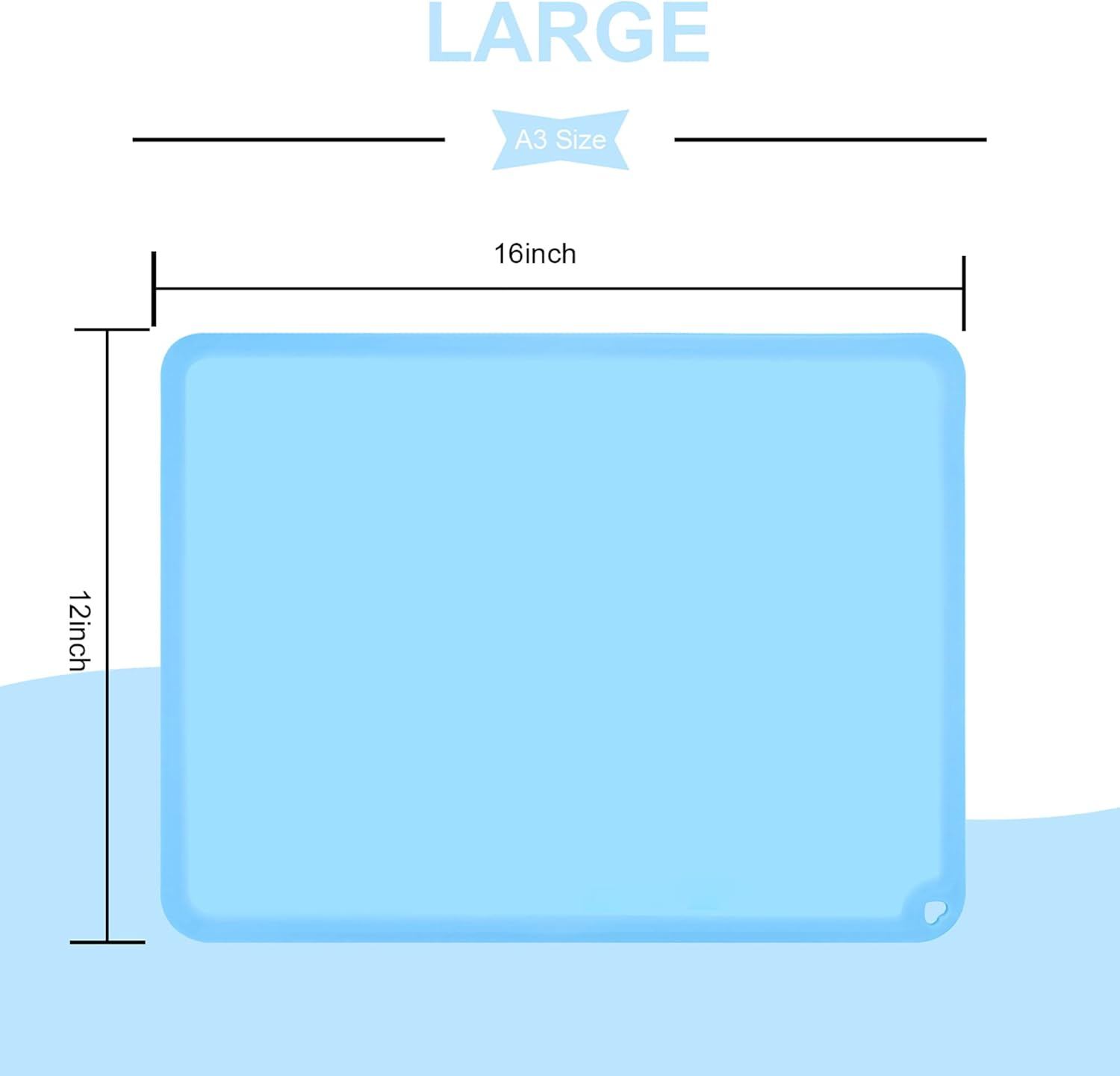 Silicone Kids Placemats, Non-Slip Portable Placemats for Kids Baby Toddlers Table Mats, Reusable Children&rsquo;S Dining Food Mat, 2Pack, Baby Blue/Gray image number 3
